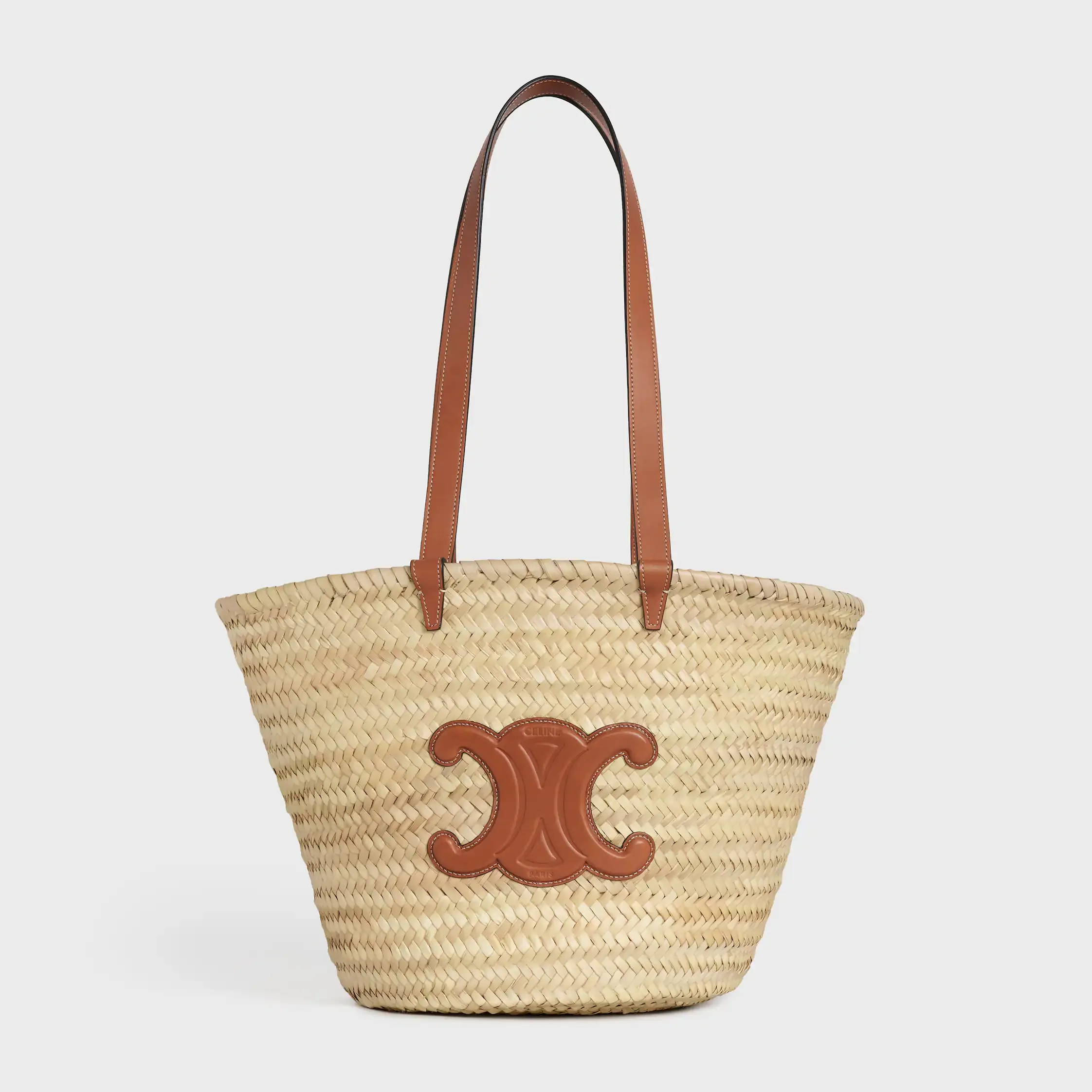 MEDIUM CELINE CLASSIC PANIER IN Palmenblättern und Kalbsleder