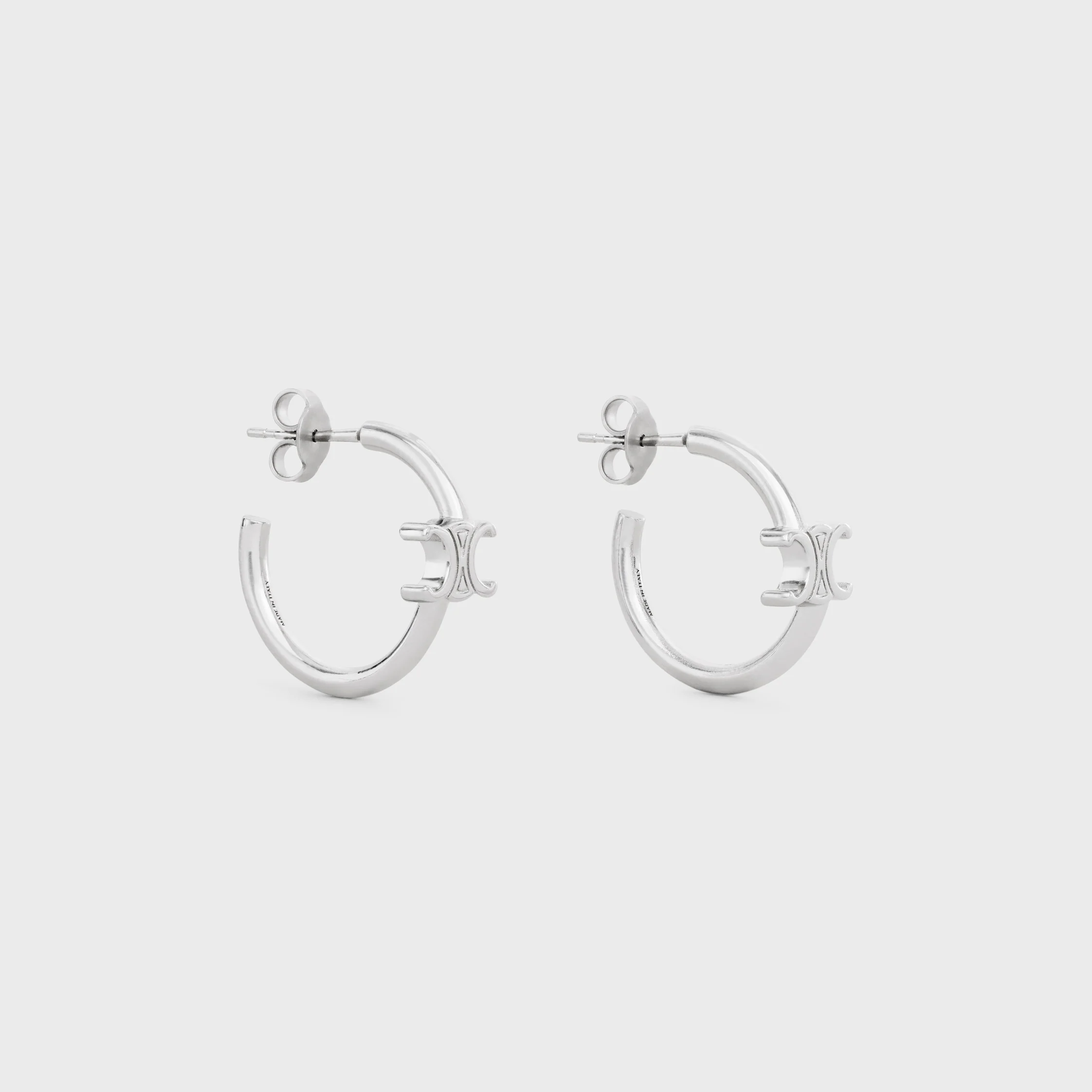 Triomphe-Ohrhänger asymmetrisch aus Messing mit Rhodium-Overhead