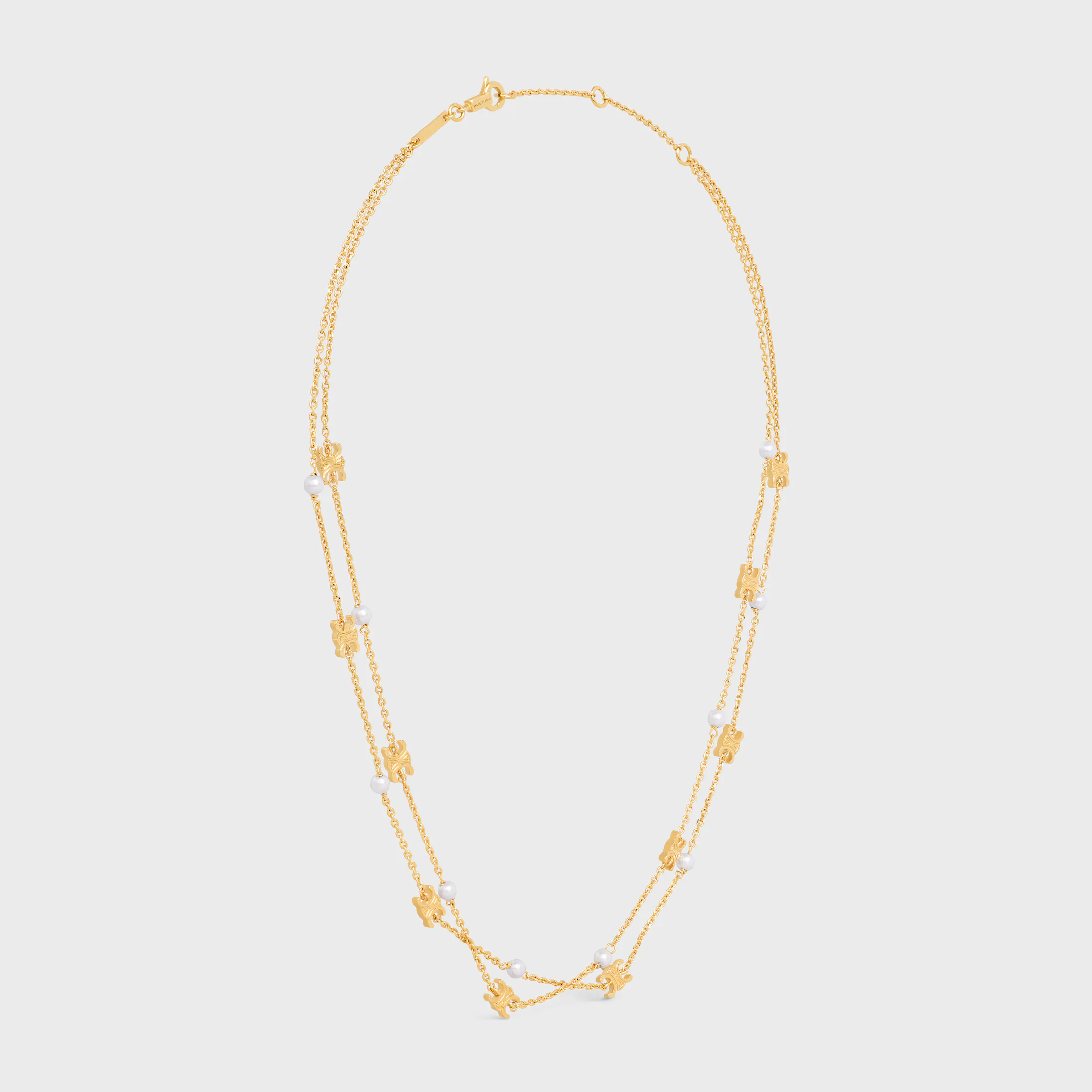 Triomphe Pearl Doppelhalskette aus Messing mit Goldfinish und Harzperlen