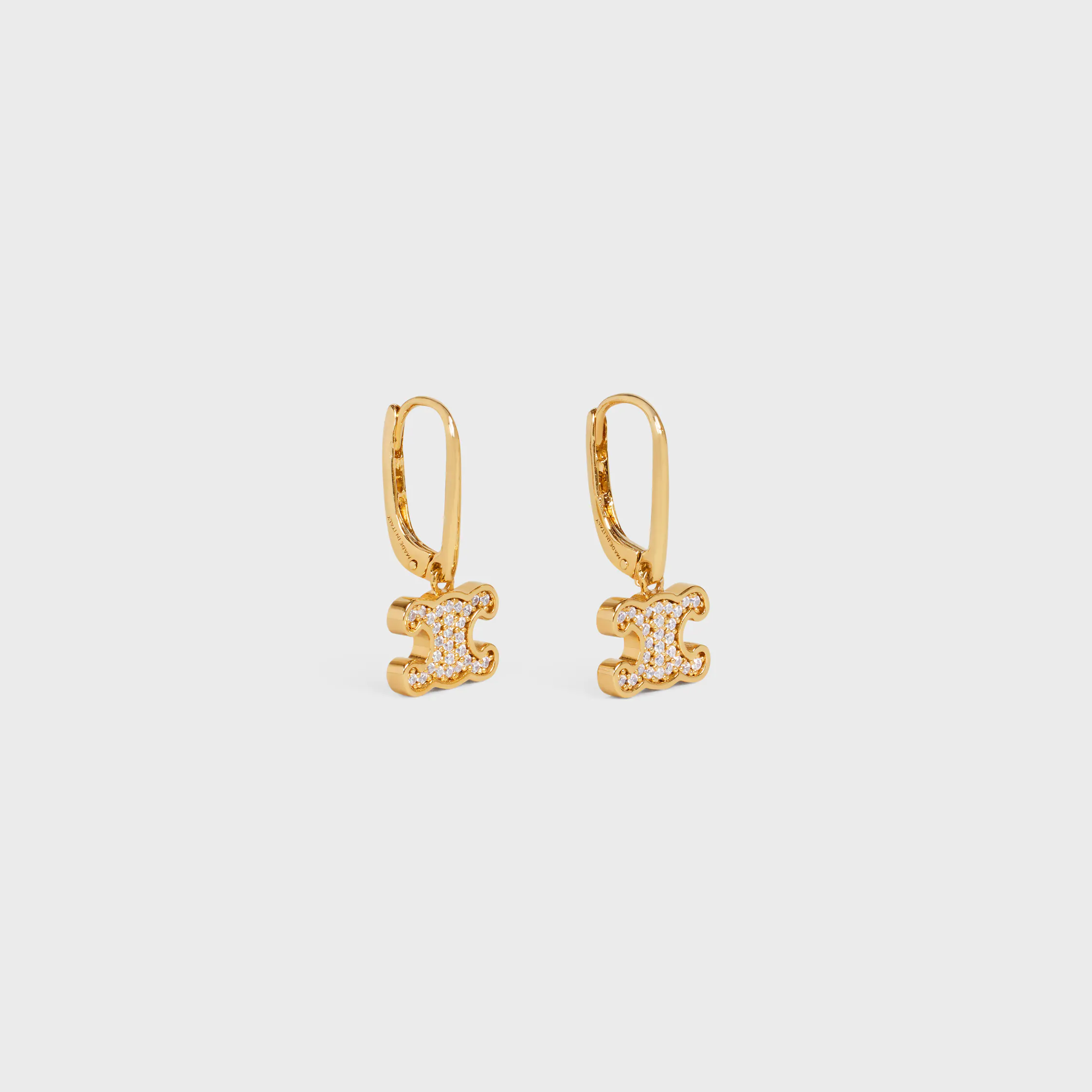 Triomphe-Ohrringe aus Messing mit Goldfinish und Kristallen