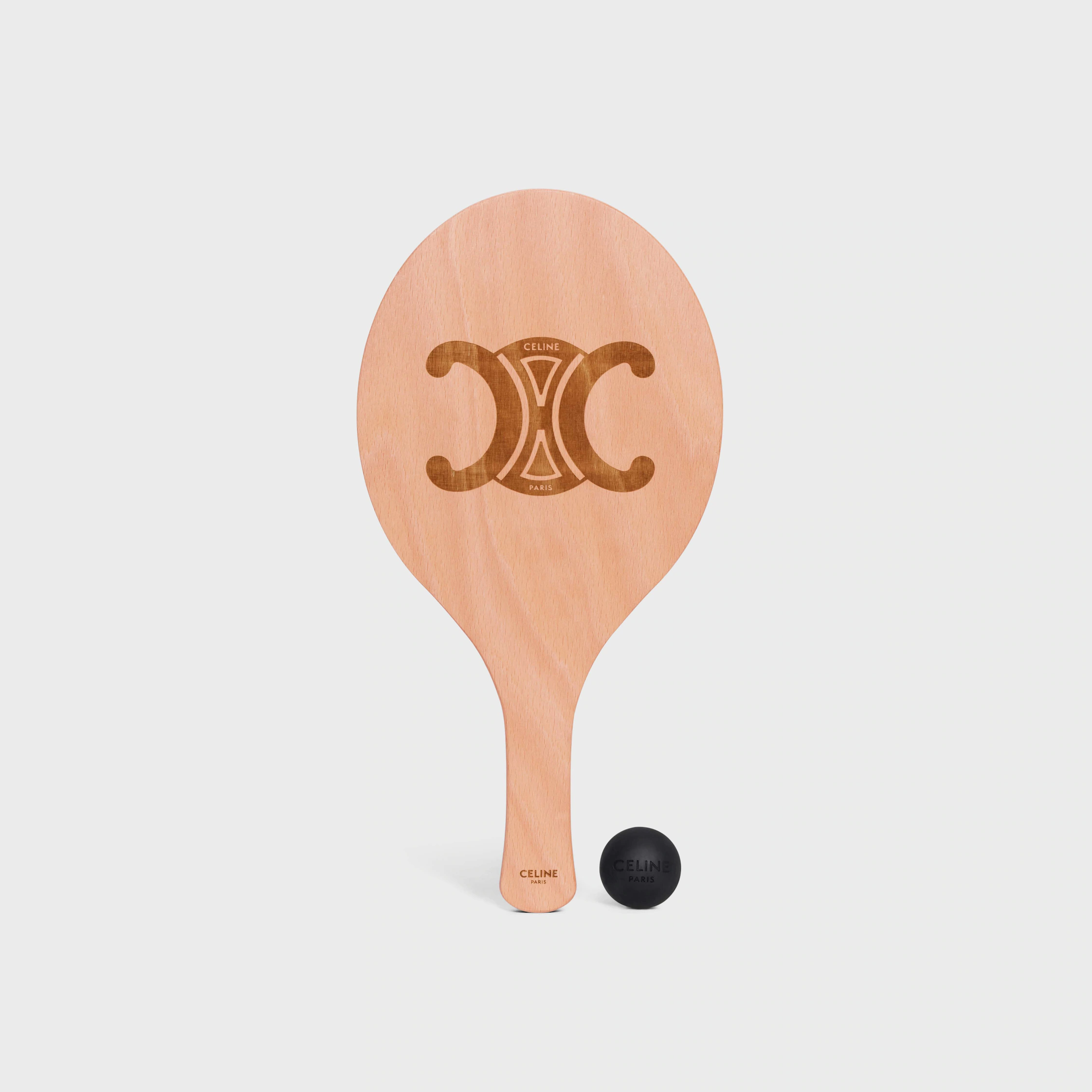 Strandrackets aus Holz und Kalbsleder