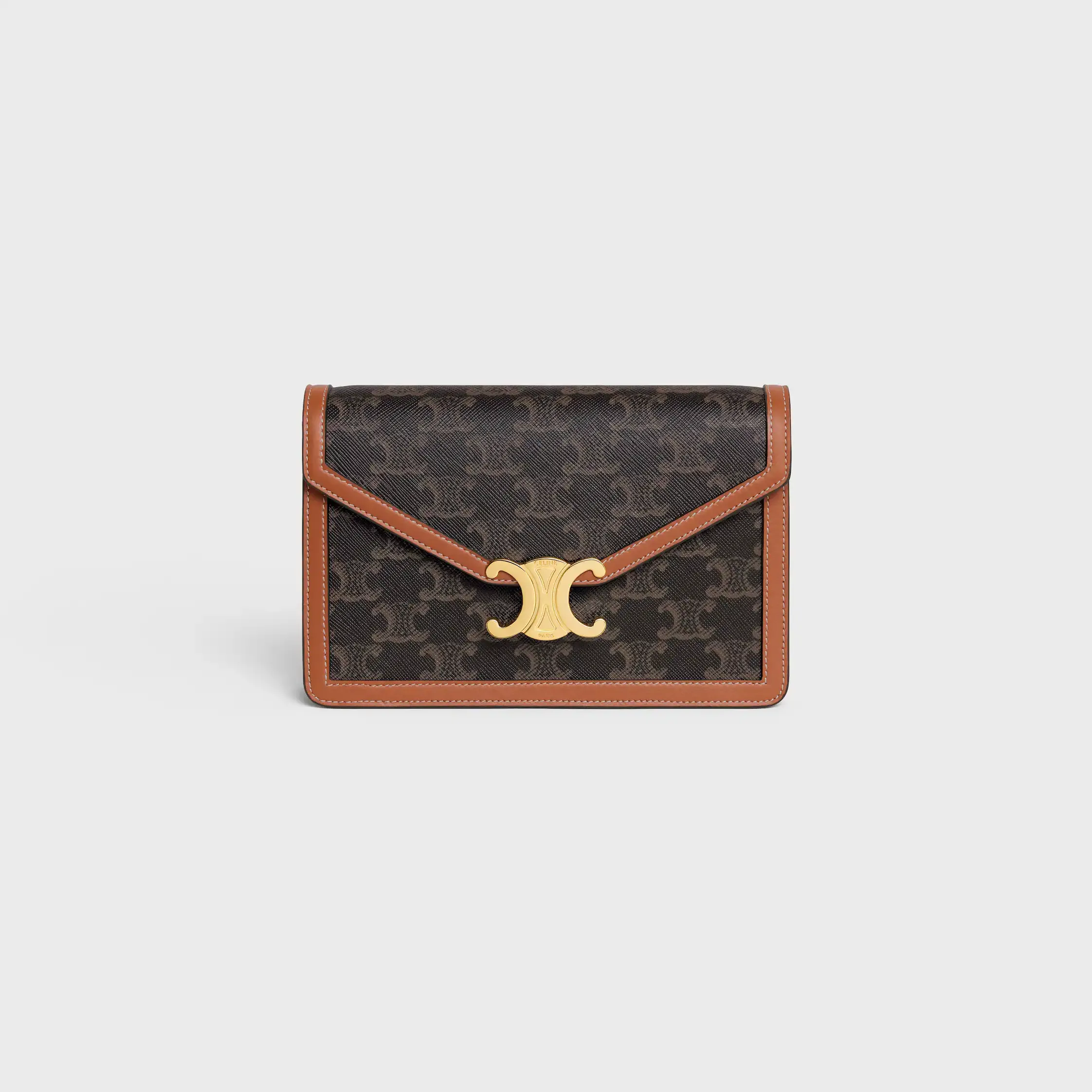 BRIEFTASCHE ON CHAIN MARGO IN TRIOMPHE-LEINEN UND KALBSLEDER
