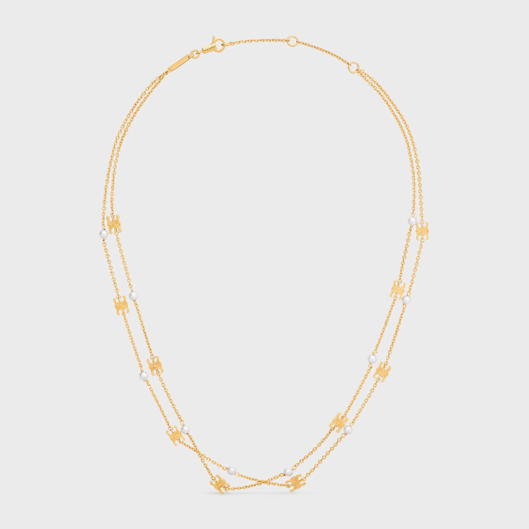 Triomphe Pearl Doppelhalskette aus Messing mit Goldfinish und Harzperlen