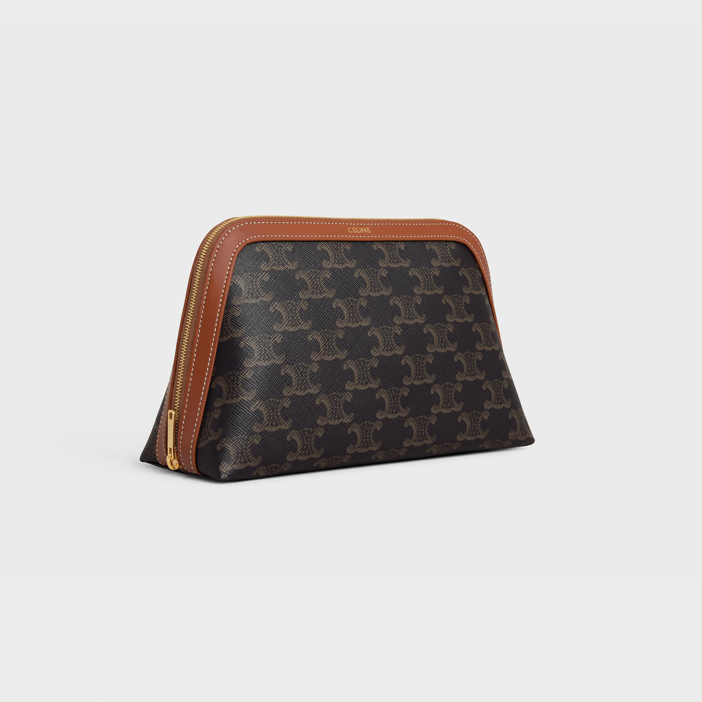 MEDIUM COSMETIC POUCH IN TRIOMPHE-LEINEN UND KALBSLEDER