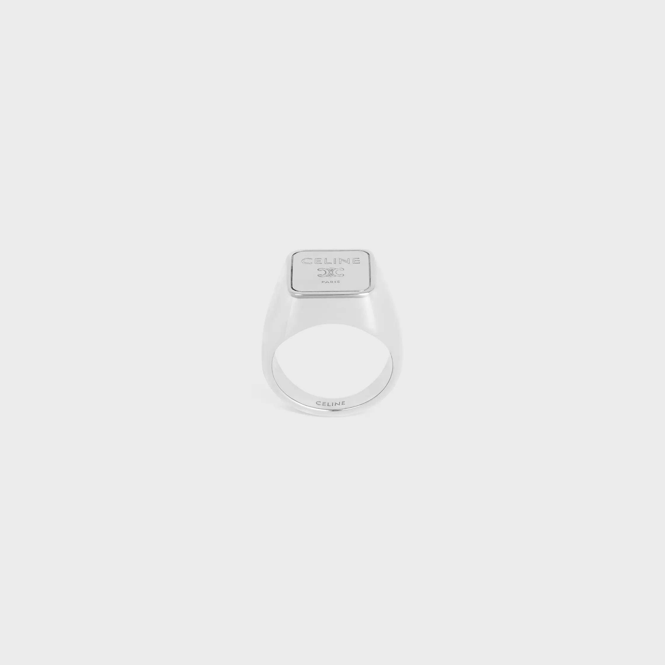 Triomphe-Platz-Signet-Ring aus Messing mit Rhodium-Overcoat