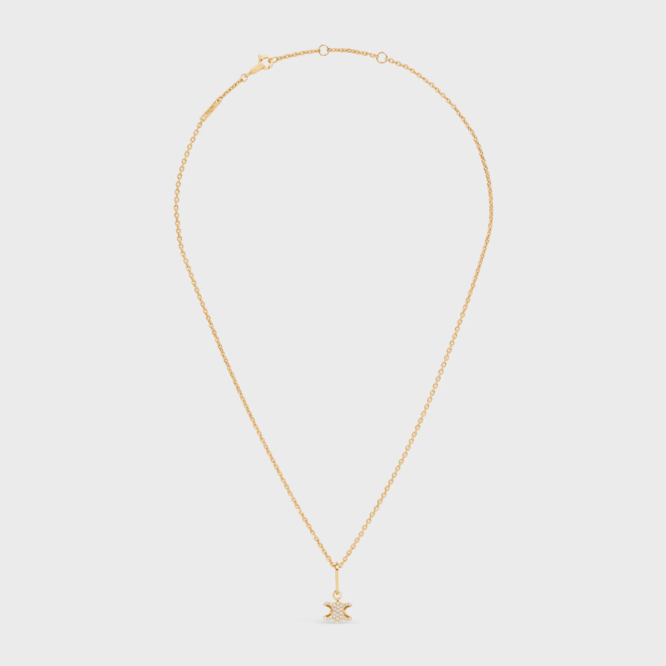 Triomphe Solitaire Funkel-Halskette aus Strass und Messing mit Goldfinish