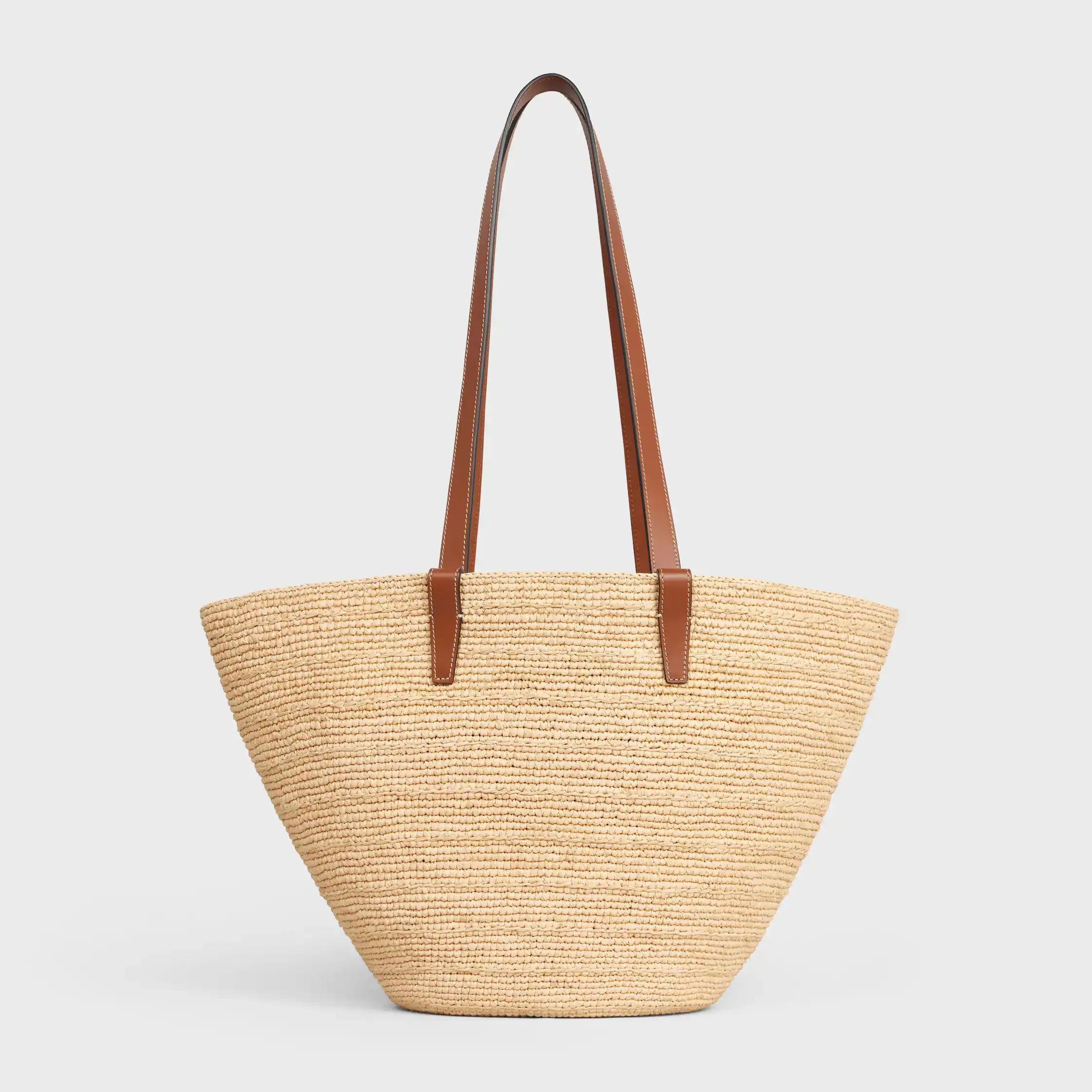MEDIUM WEICHES CELINE KLASSEN PANIER IN Raffia und Kalbsleder