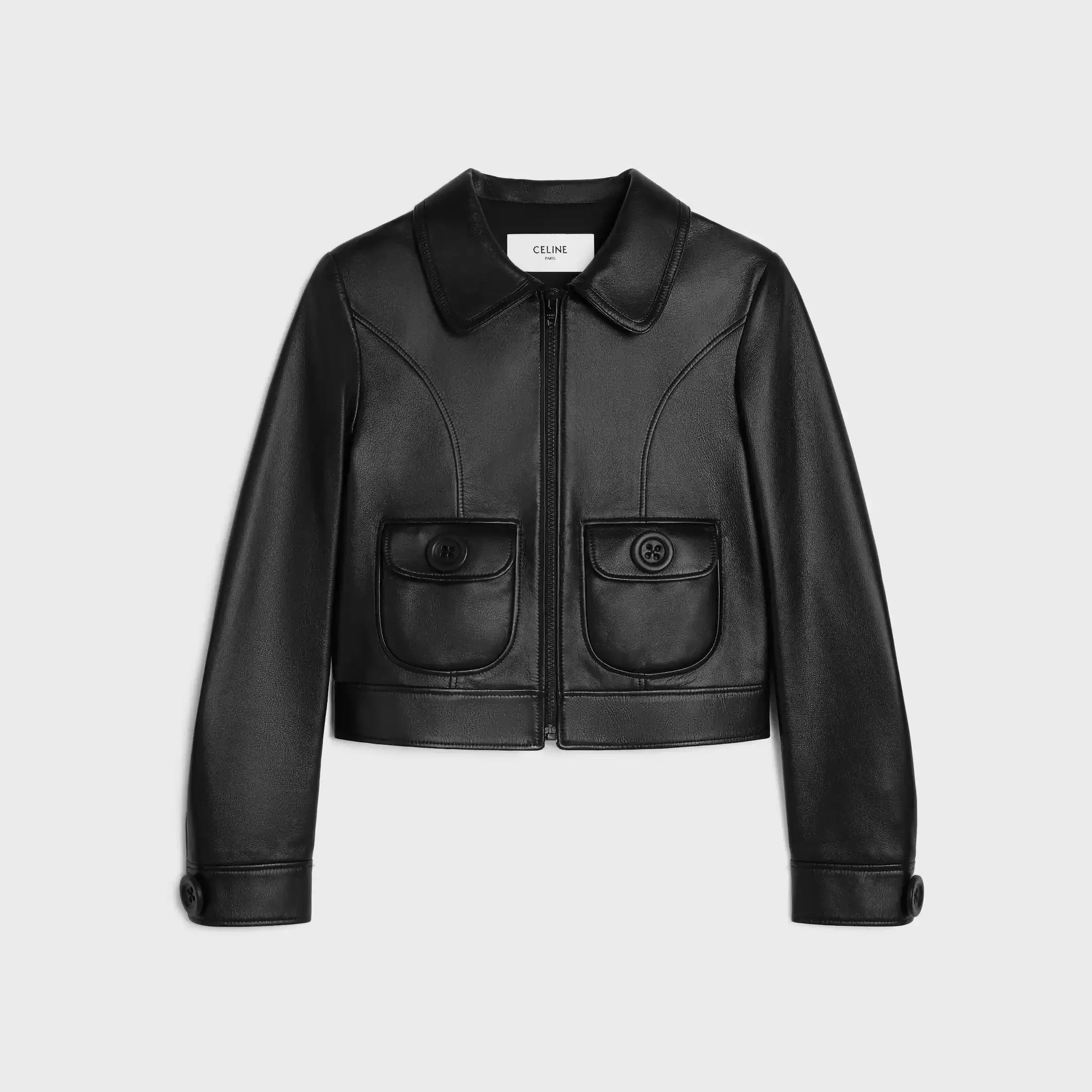 gerader Blouson-Jacke aus weichem Lammleder