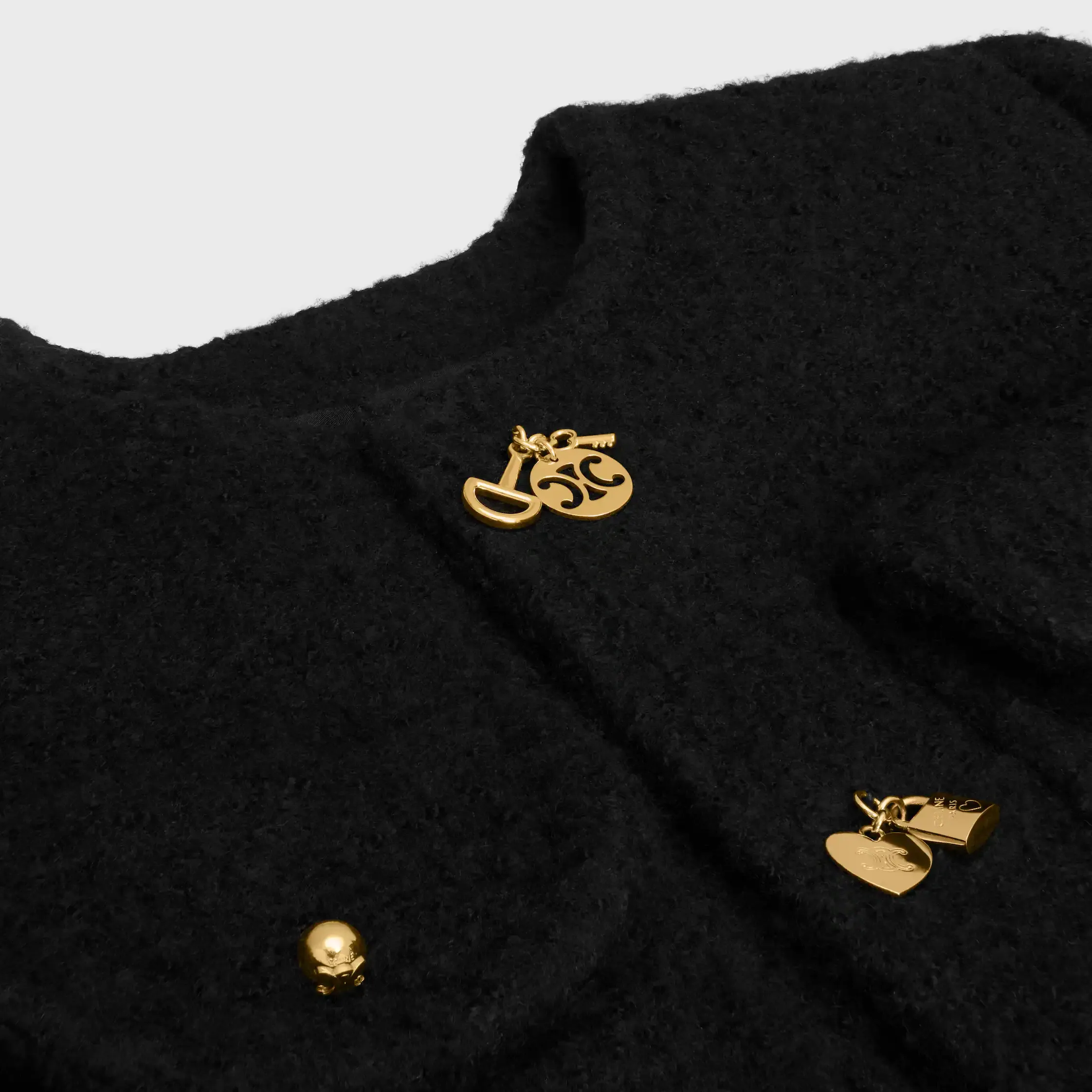 Jacke mit kurzen Ärmeln aus Kaschmir und Wolle natté