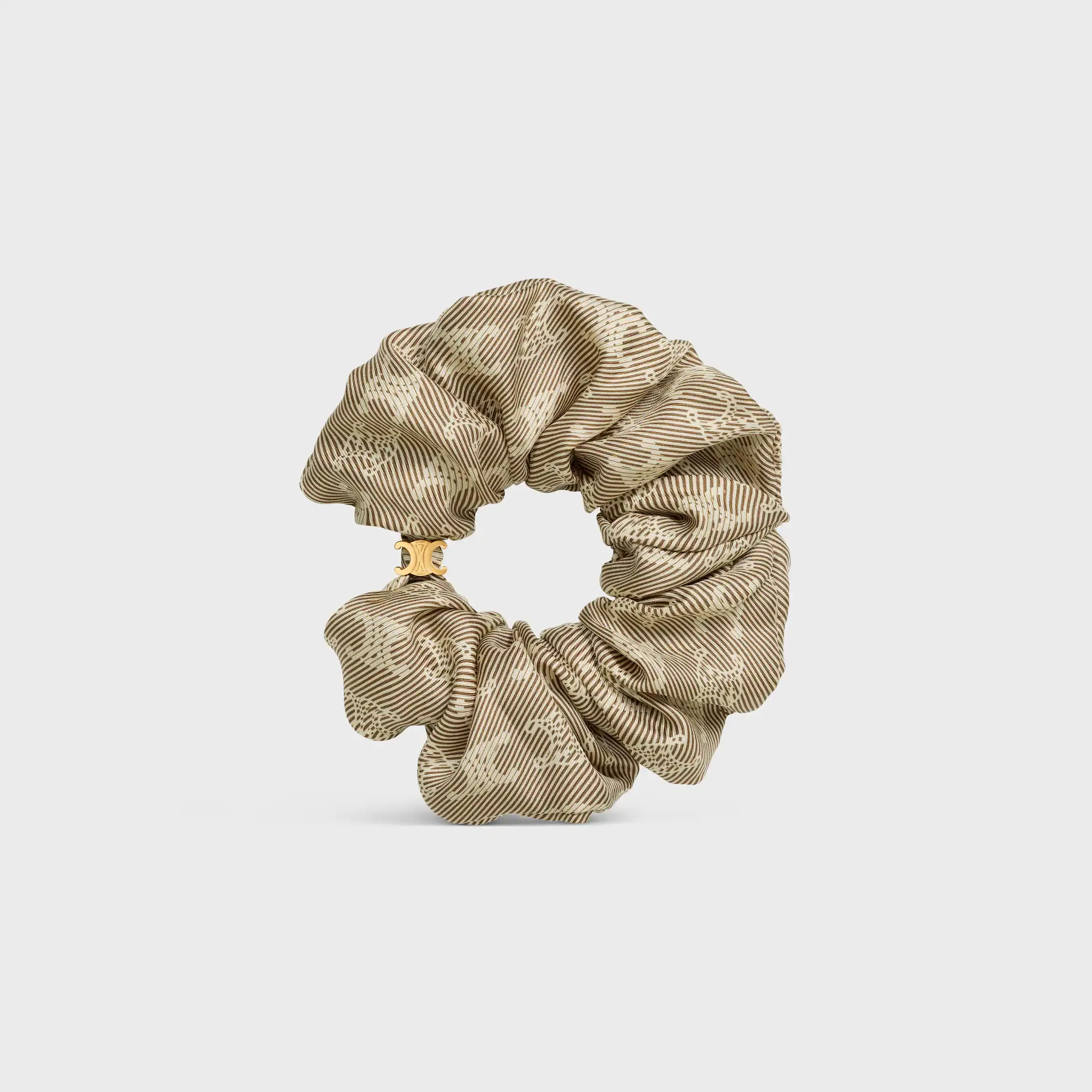 Celine Triomphe Diagonale Gummiband aus Seide und Messing mit Goldfinish