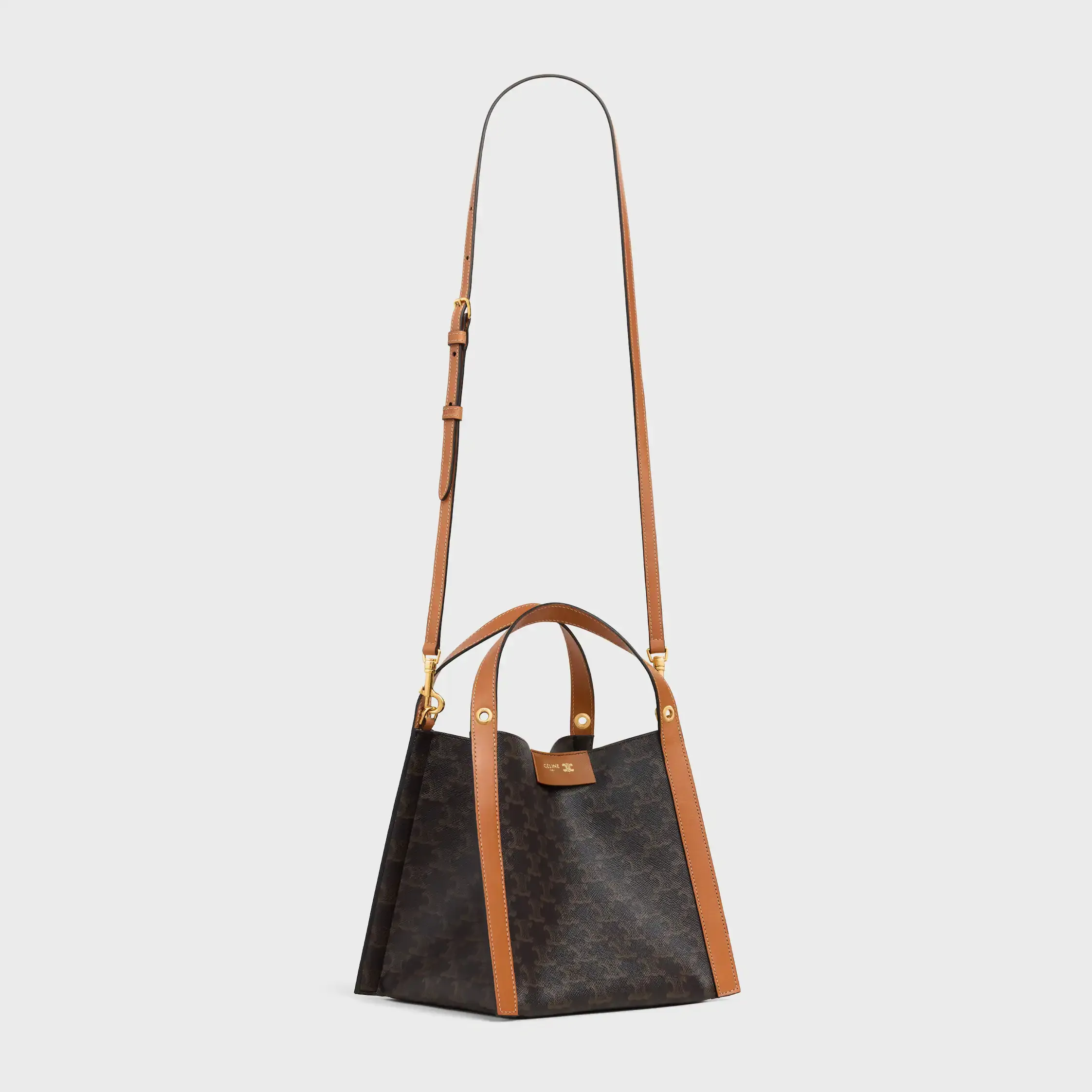 KLEINE WÜRFELTASCHE AUS Triomphe-Canvas und NATÜRLICHE KALBSLEDER
