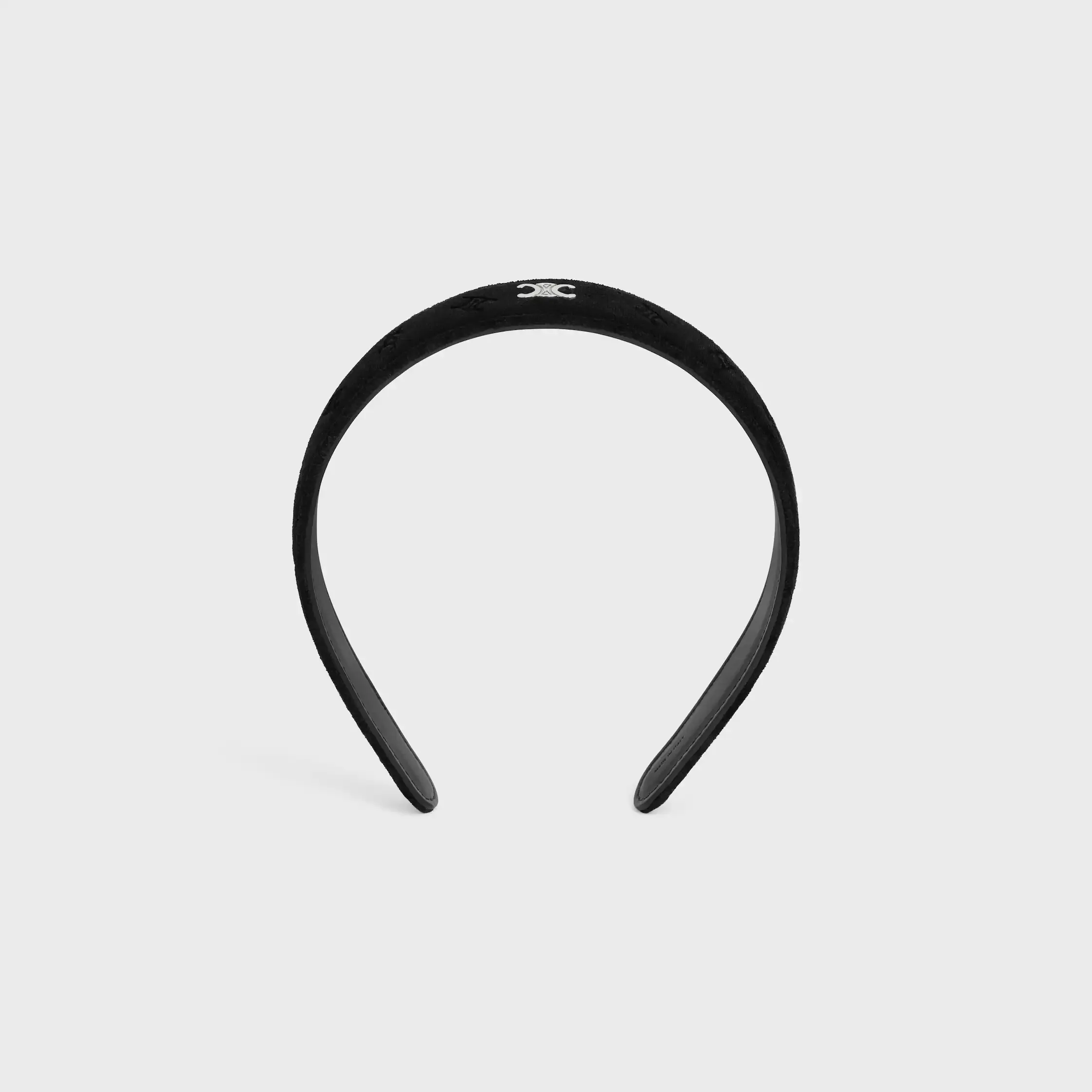 Celine Stempel-Headband aus Kalbsleder, Polyester und Messing mit Rhodium-Overcoat