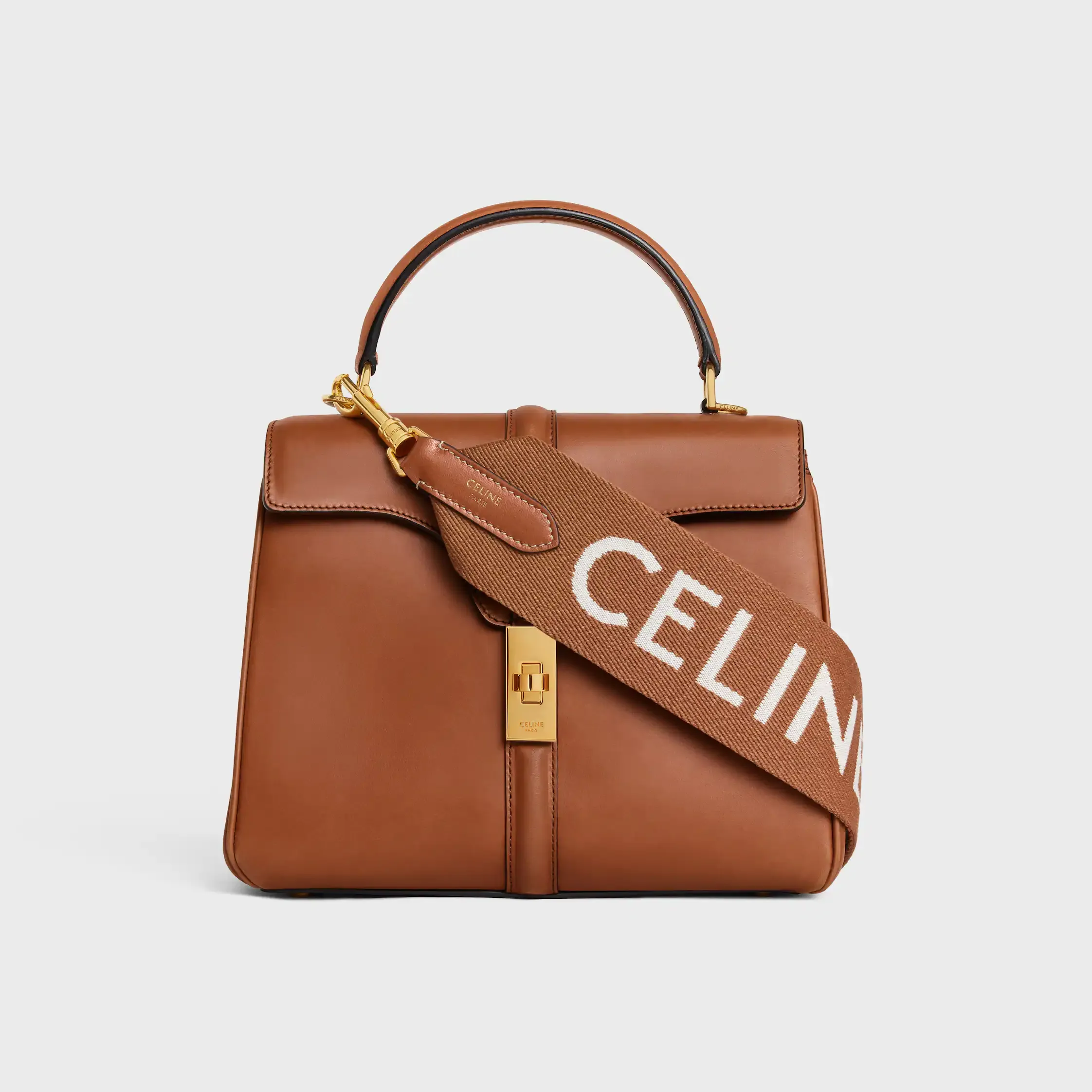 Langer Riemen aus Wolle mit Celine-Jacquard mit GOLDEN ABSCHLUSS