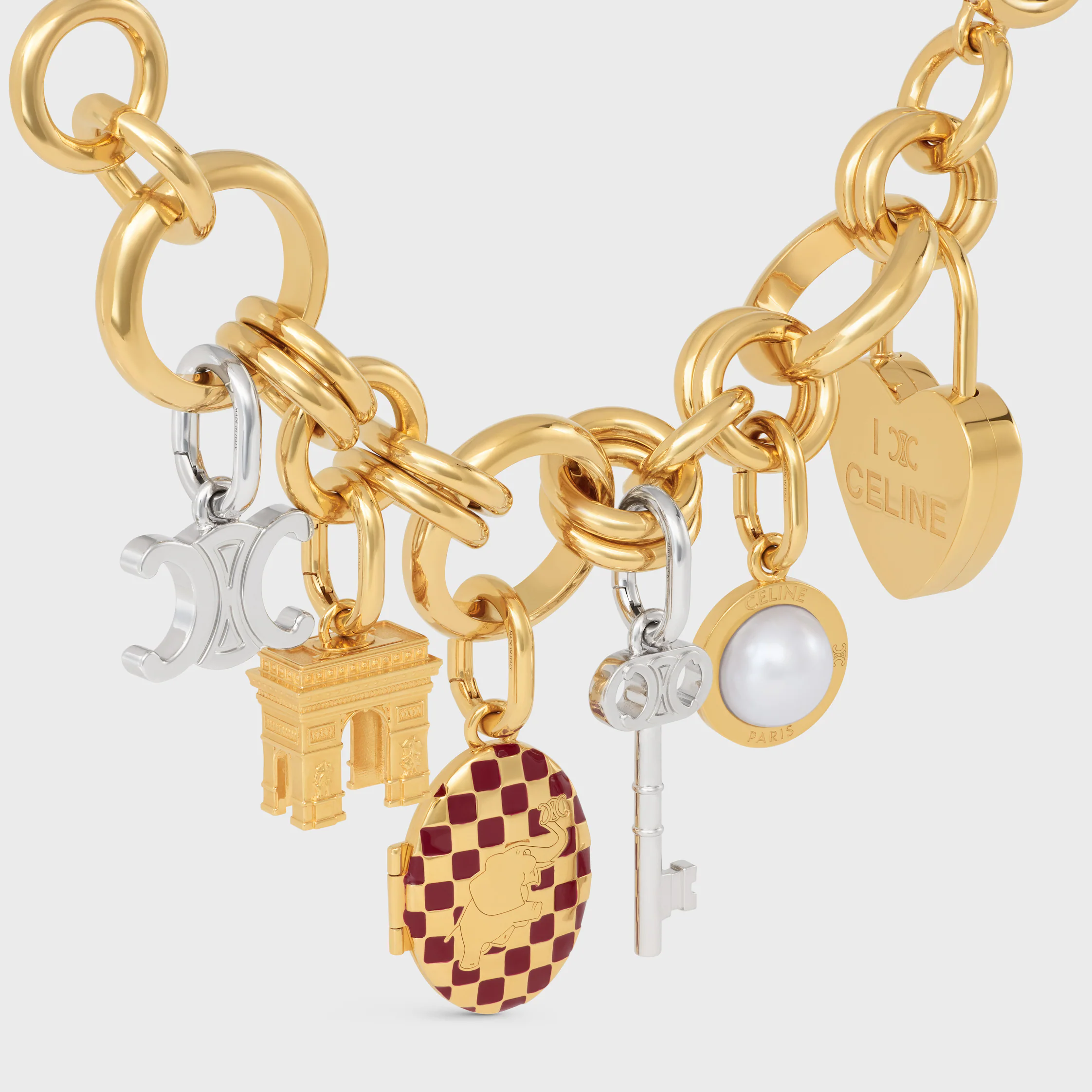 CHARMS ELEFANTEN-ANHÄNGER AUS BRONZE MIT GOLDFINISH, EMAIL UND STAHL