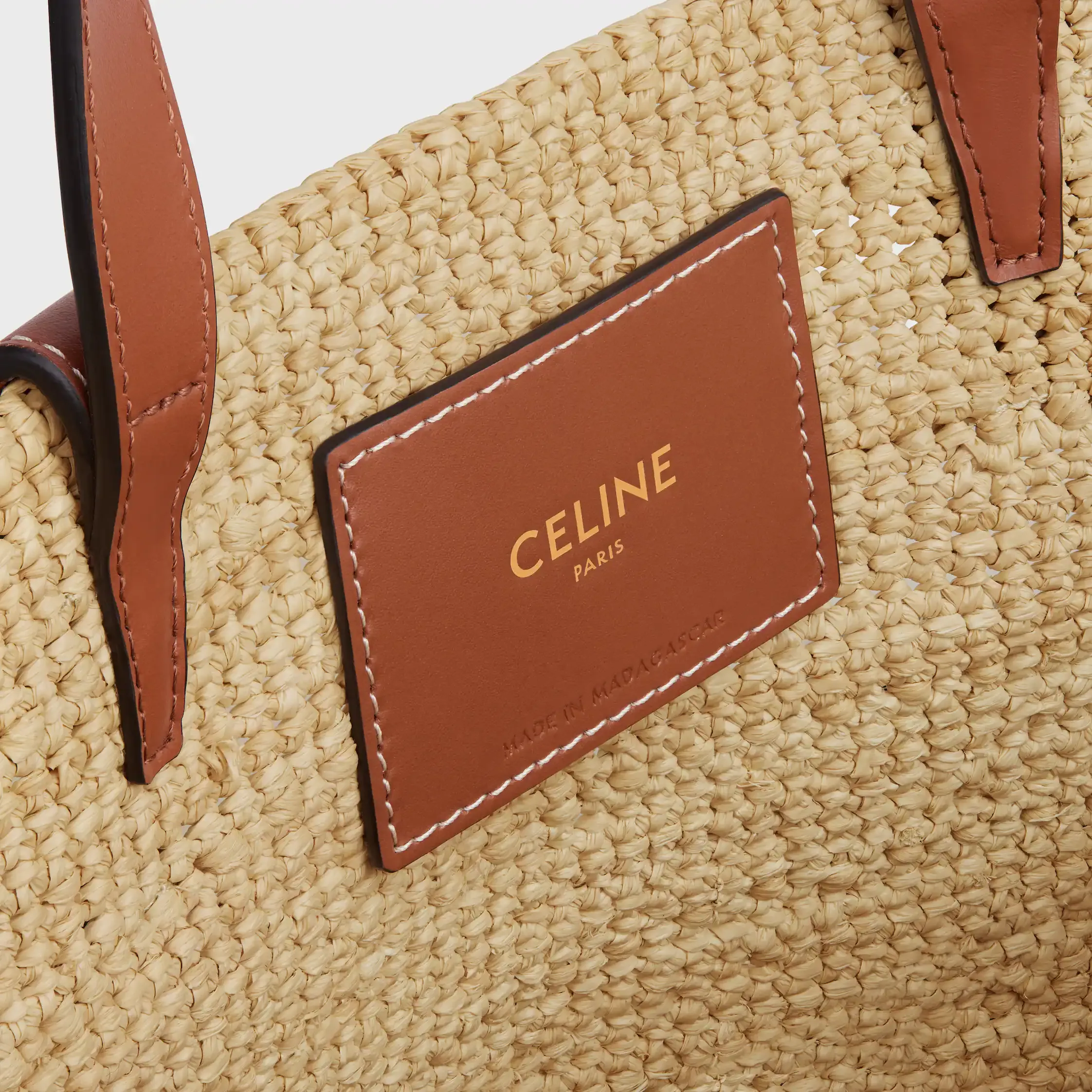 TEEN SUPPLE CELINE CLASSIC PANIER IN Raffia und Kalbsleder