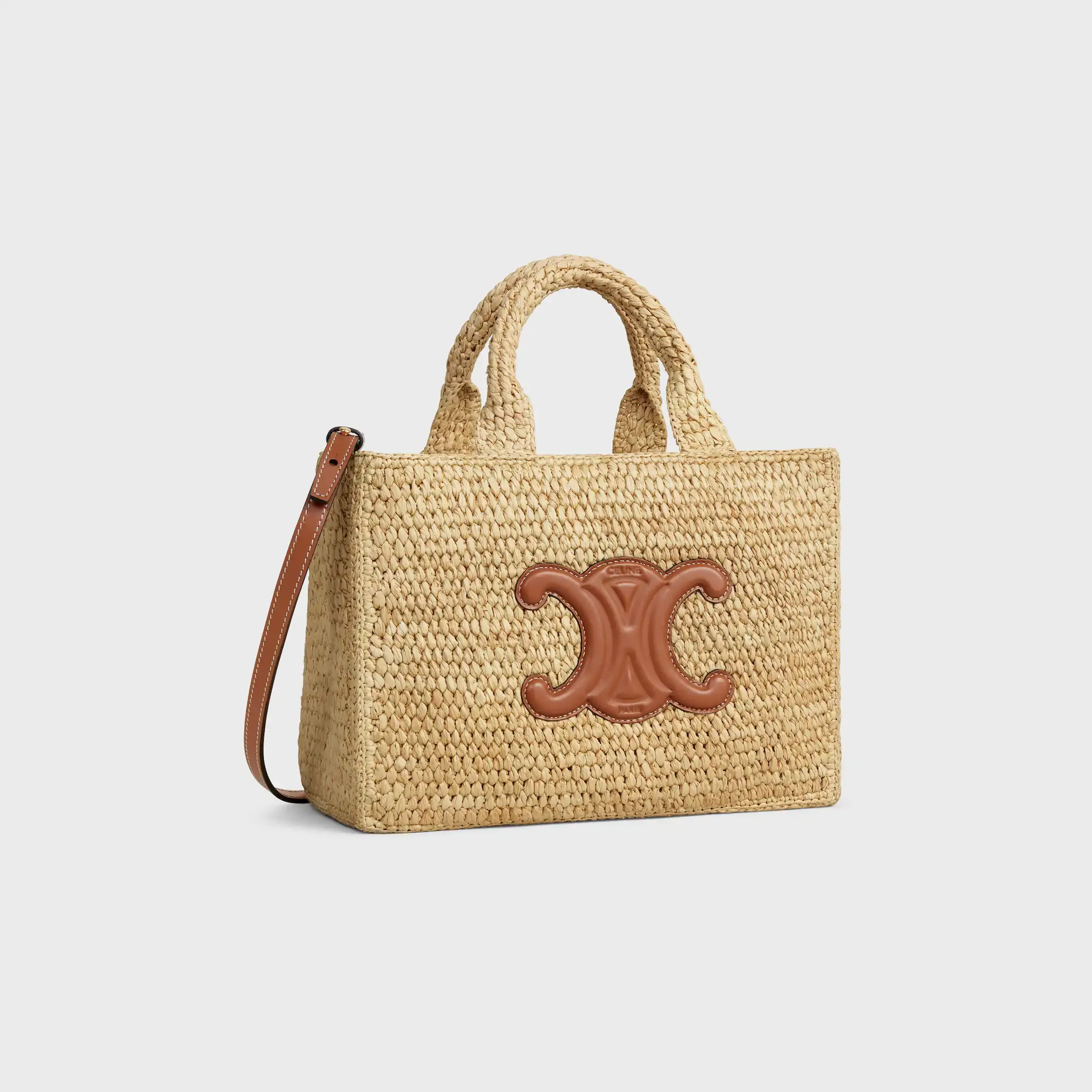 KLEINER KORB THAILAND IN Raffia und Kalbsleder