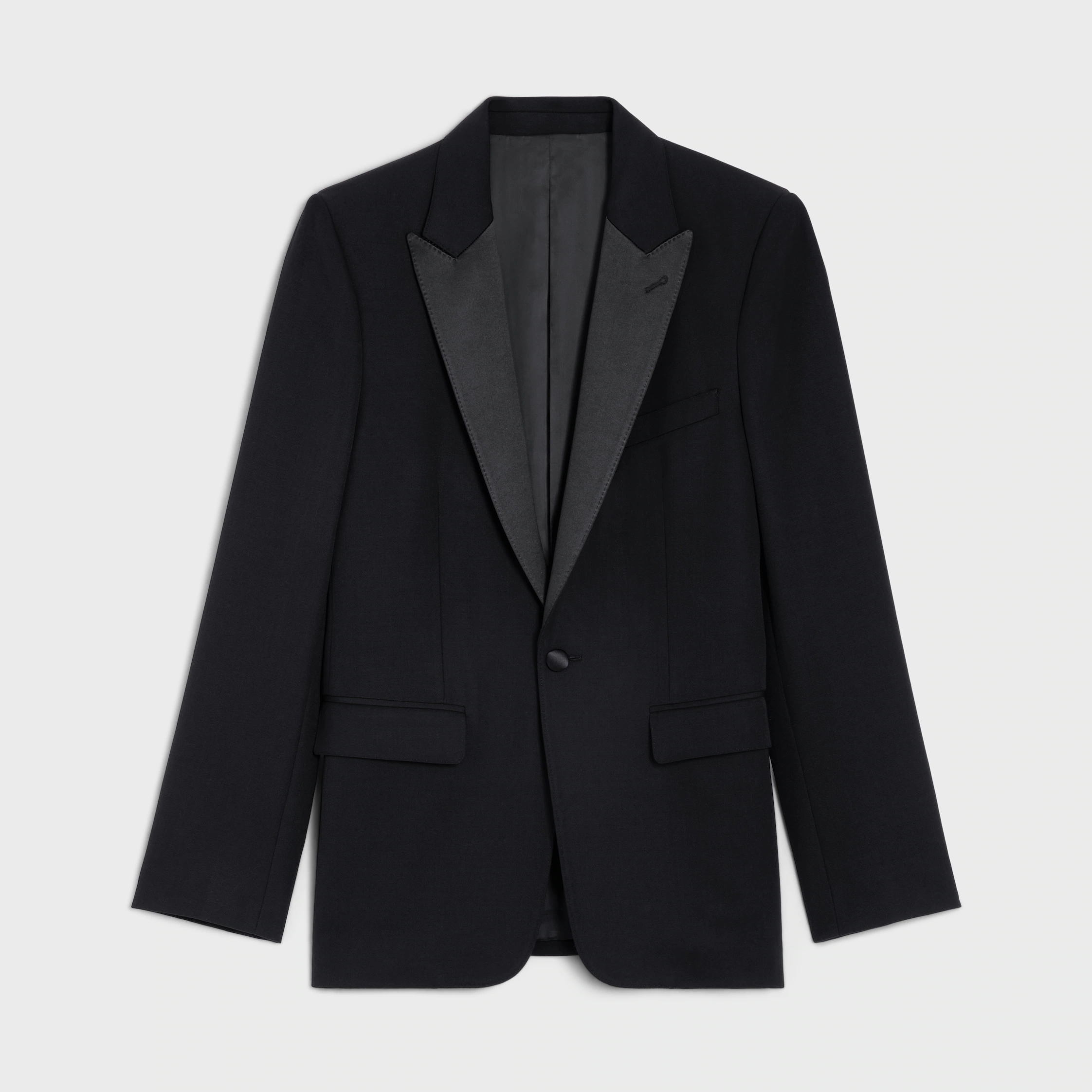 klassischer Tuxedo-Jacke aus Wollstoff in Grain de Poudre