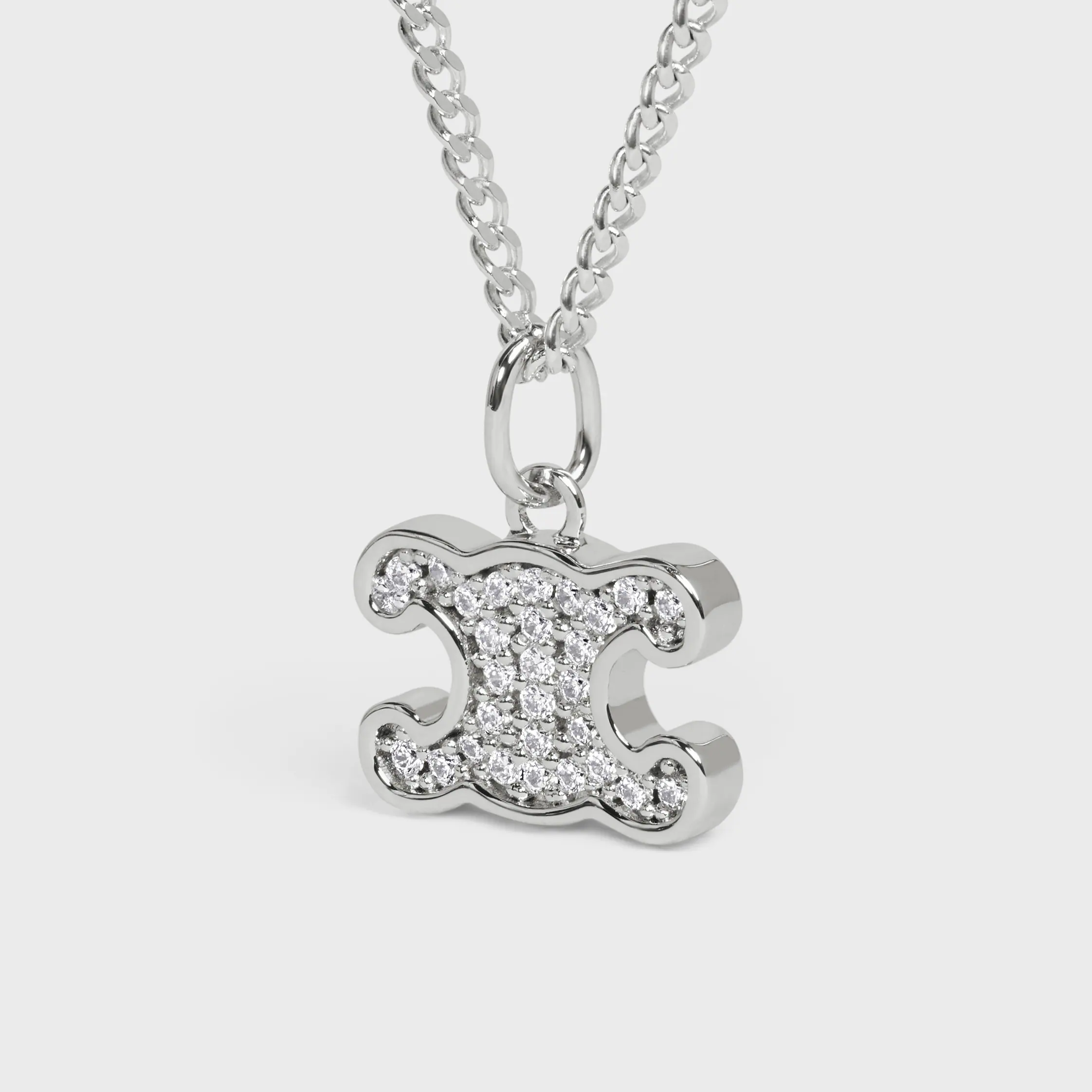 Triomphe-Stein-Halskette aus Messing mit Rhodium-Over und Kristallen
