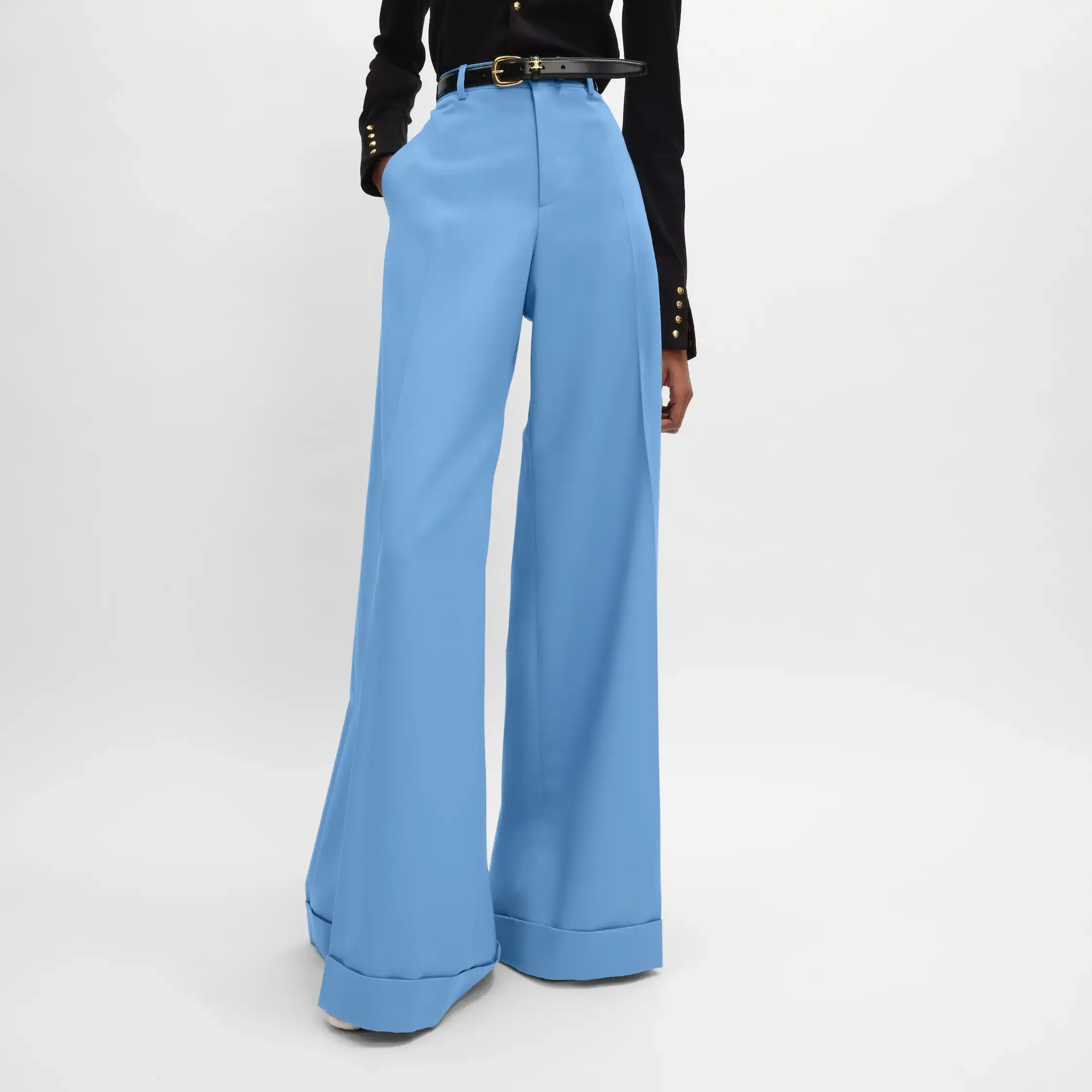 lange Hosen aus Wollstoff im Diagonal-Design