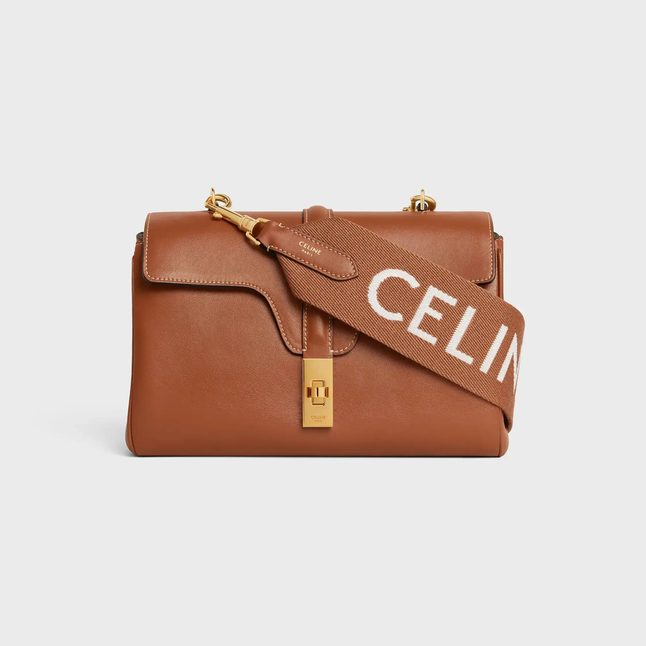 Langer Riemen aus Wolle mit Celine-Jacquard mit GOLDEN ABSCHLUSS