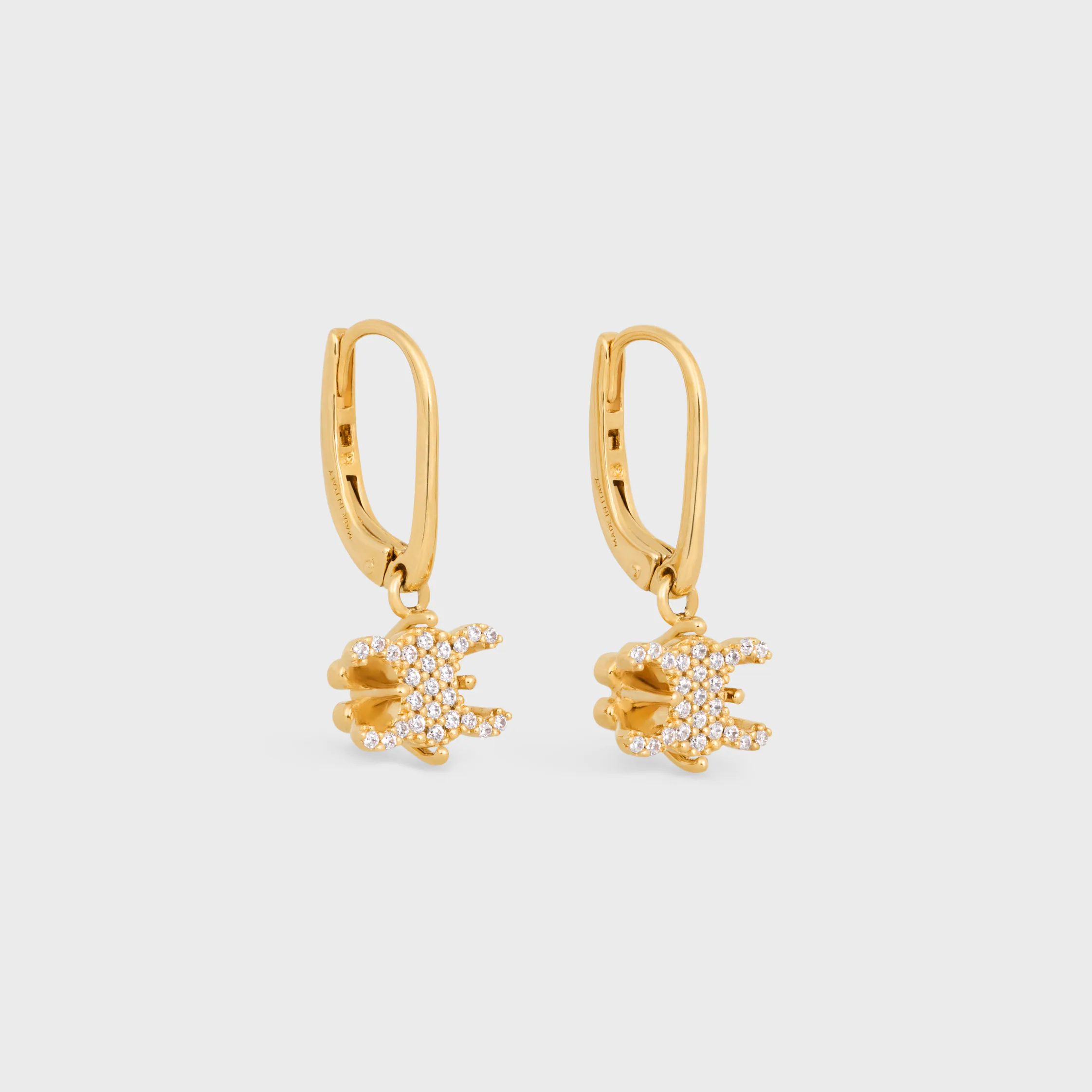 Triomphe Solitaire Funkel-Ohrhänger aus Strass und Messing mit Goldfinish