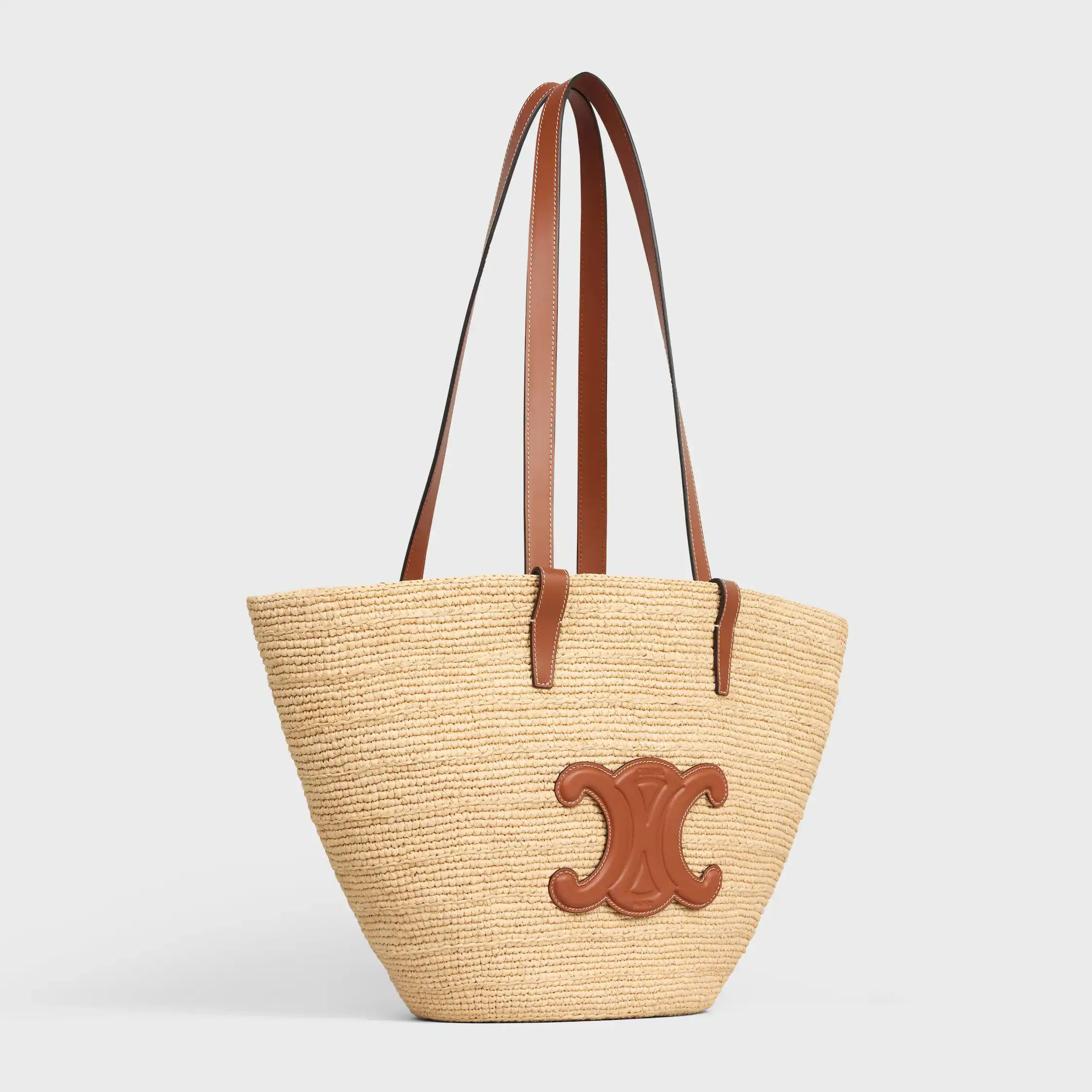 MEDIUM WEICHES CELINE KLASSEN PANIER IN Raffia und Kalbsleder
