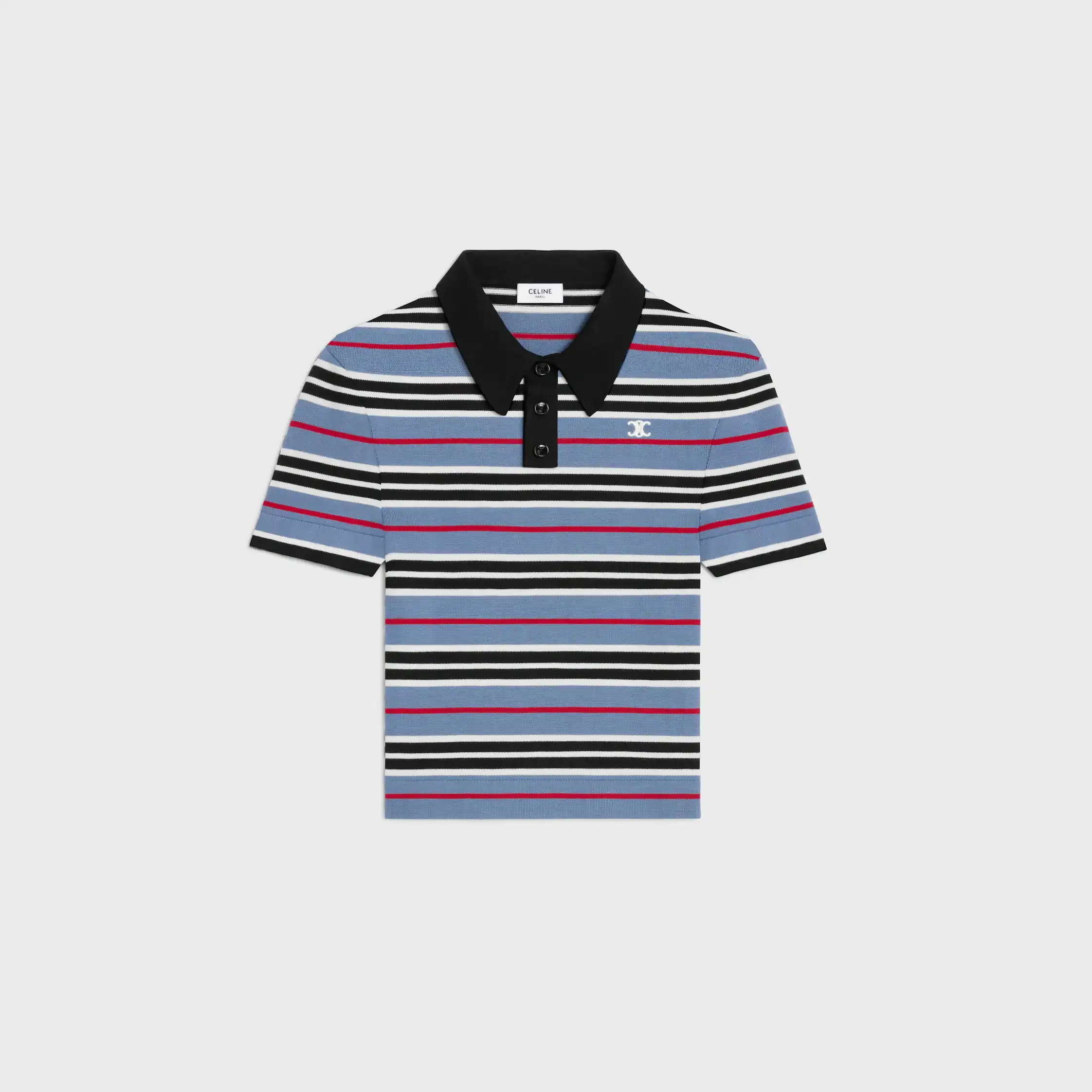 Crop-Polo aus gestreiftem Baumwollstoff
