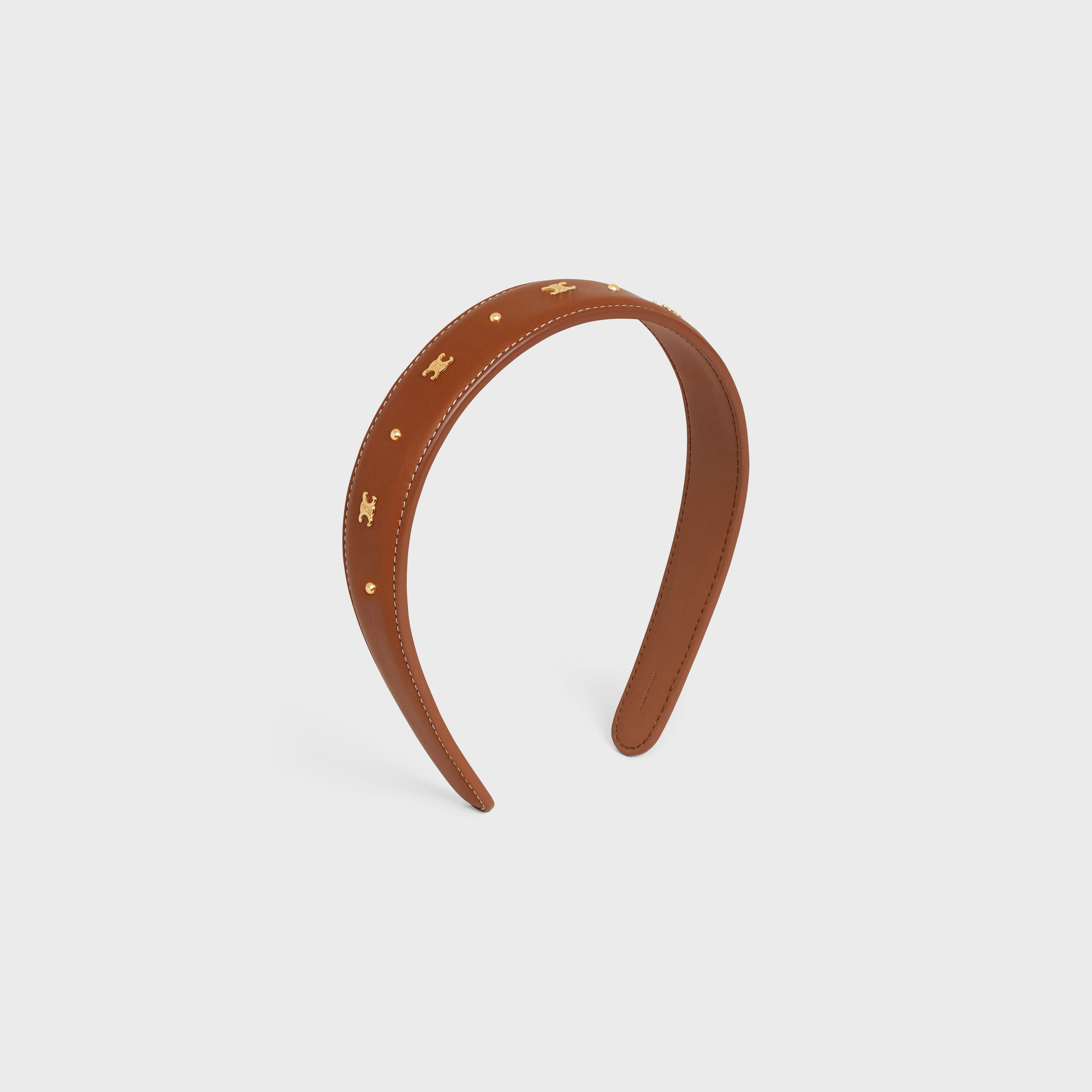 Celine Stirnband aus Kalbsleder und Messing mit Goldfinish