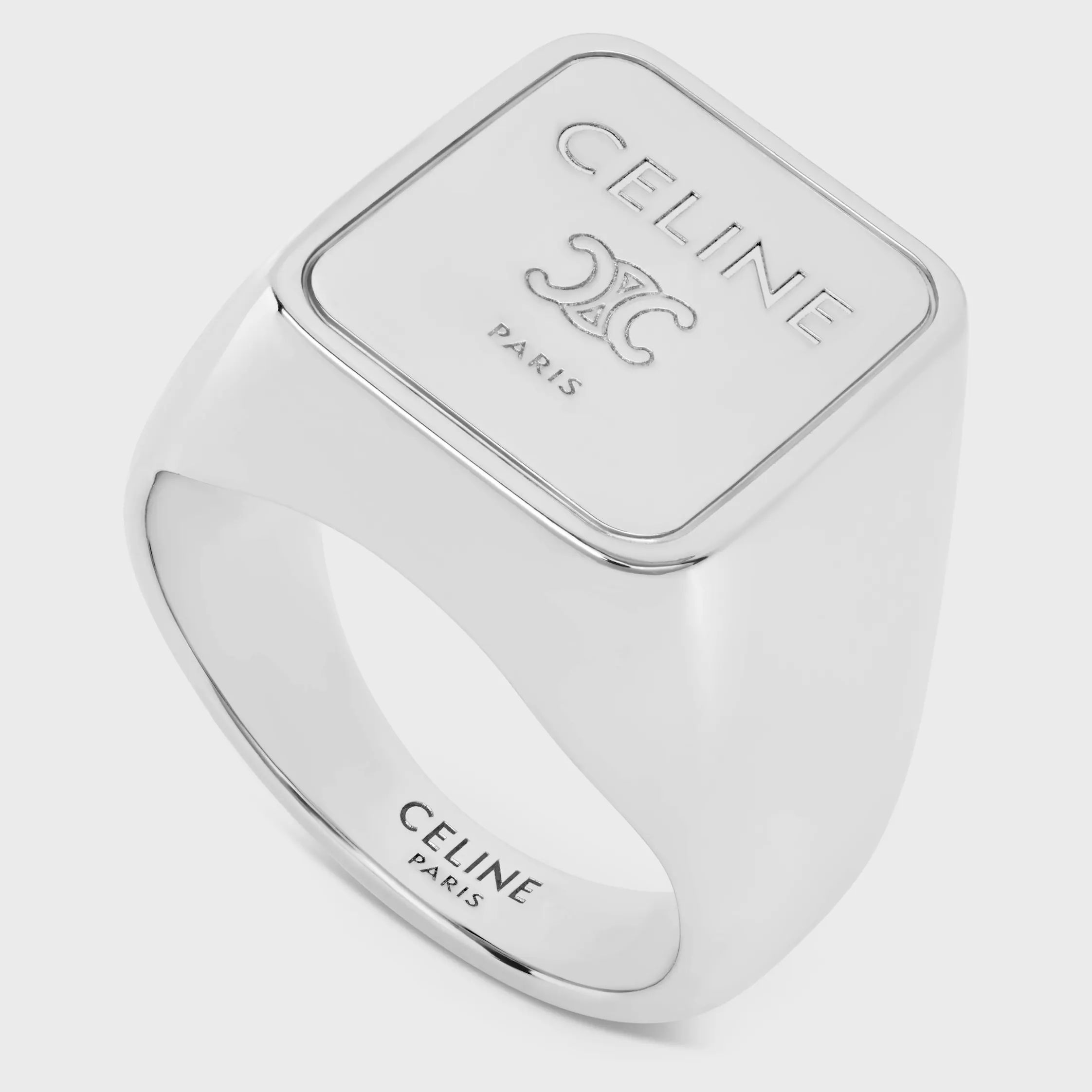 Triomphe-Platz-Signet-Ring aus Messing mit Rhodium-Overcoat