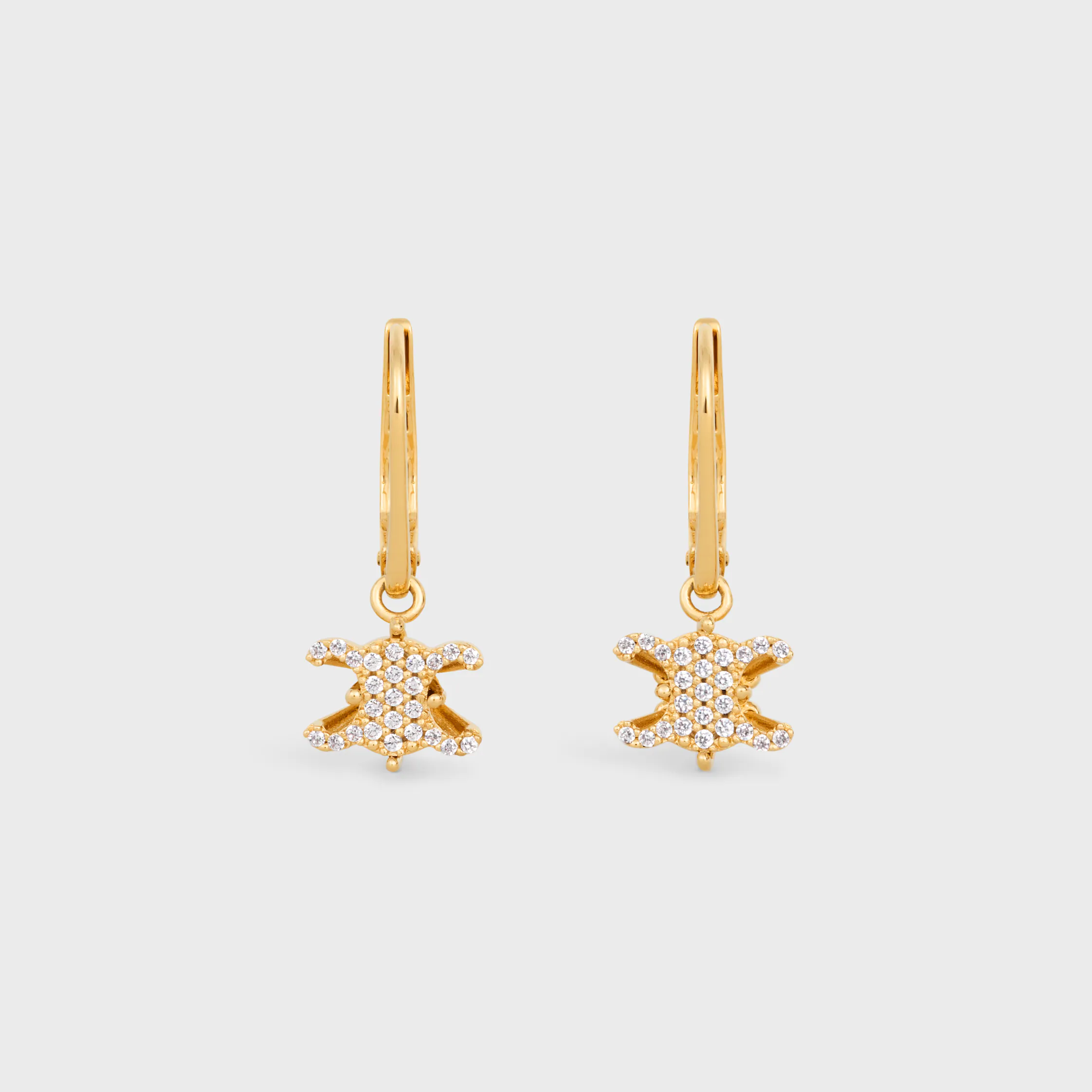 Triomphe Solitaire Funkel-Ohrhänger aus Strass und Messing mit Goldfinish