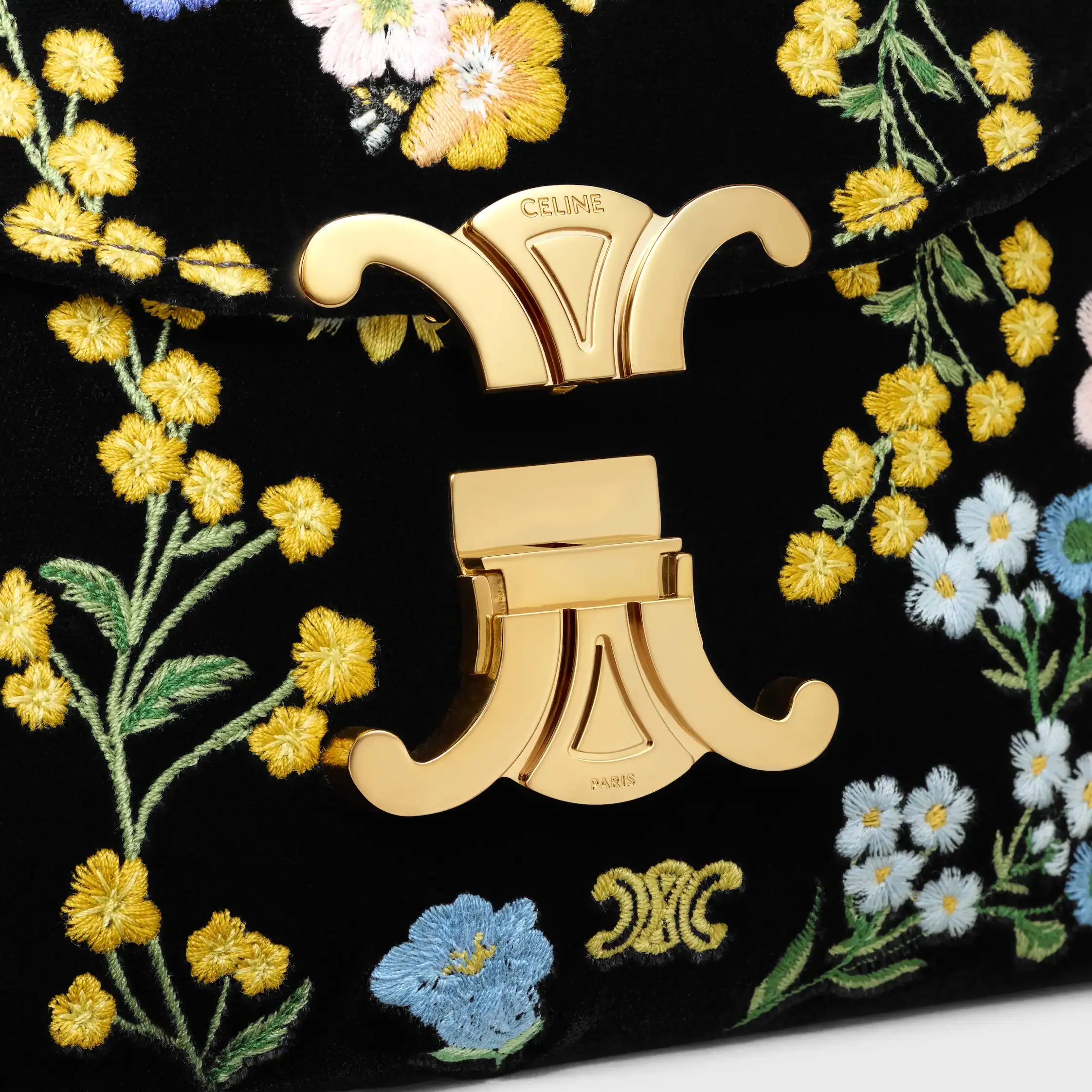 TEEN NINO TASCHE AUS SAMT MIT BLUMENSTICKEREI