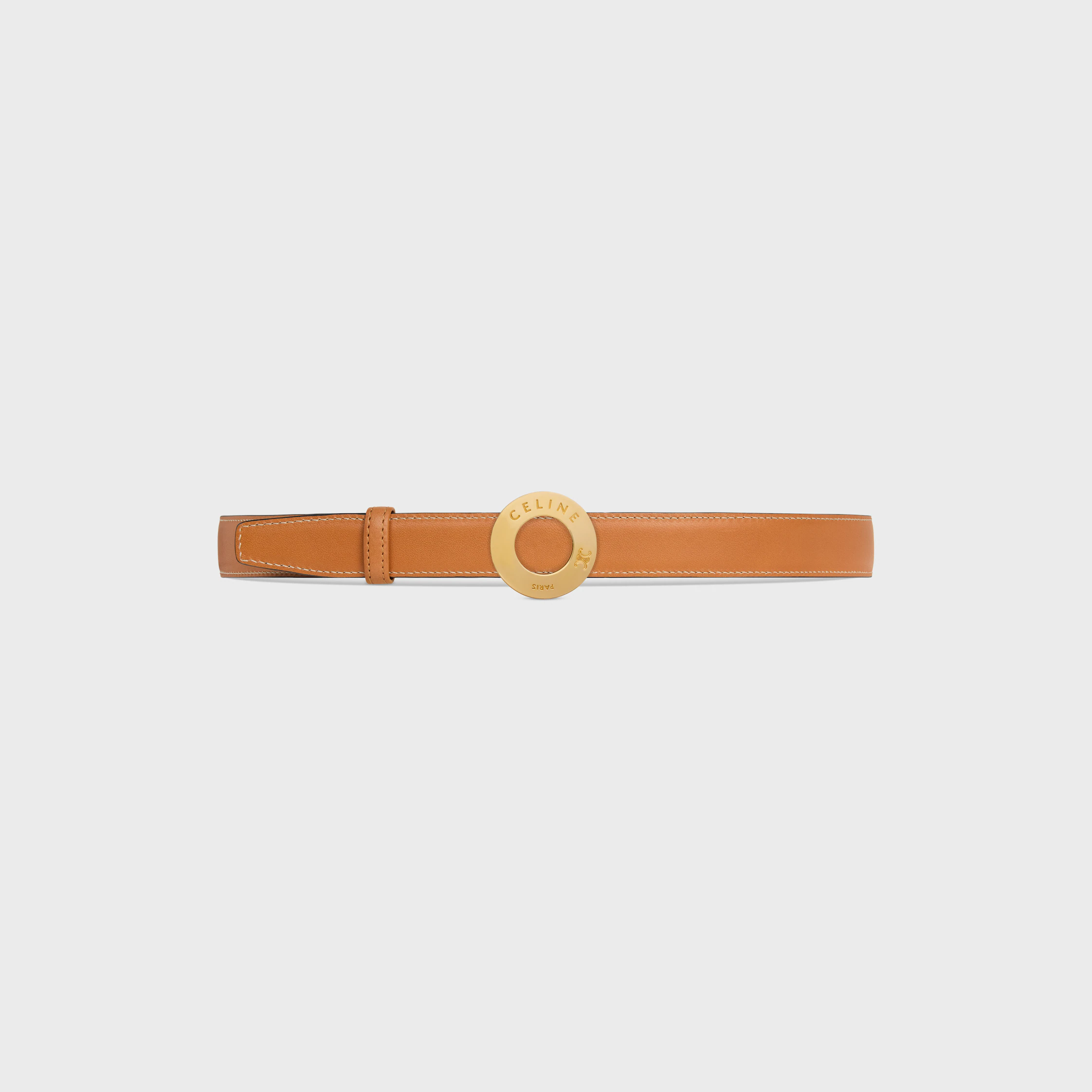 CELINE DISC BUCKLE 25 MM IN METALL UND WENDELBARES GURTEL 25 MM IN TAURILLON UND NATÜRLICHER KALBSLEDER