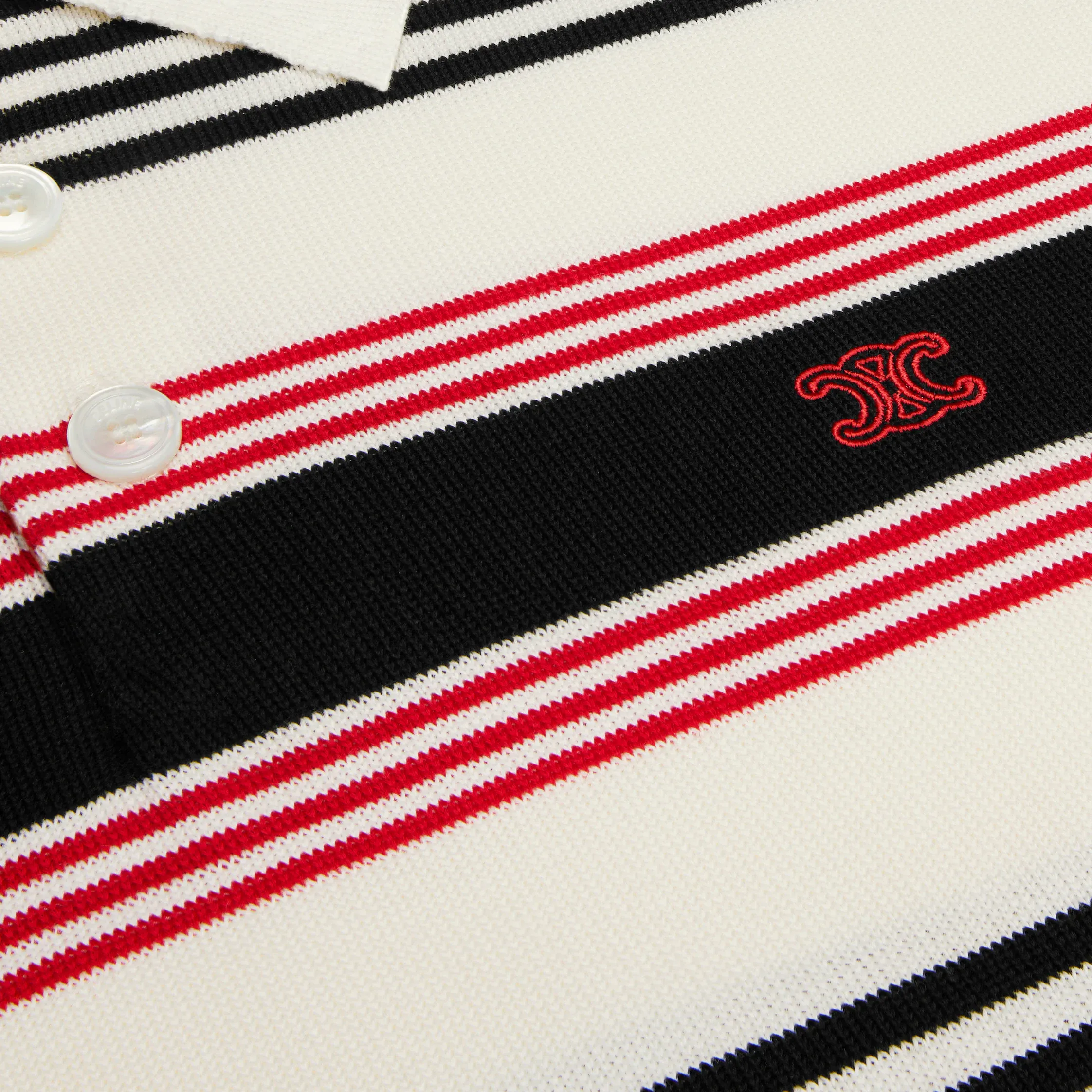 Polo-Pullover aus gestreiftem Baumwollmaterial