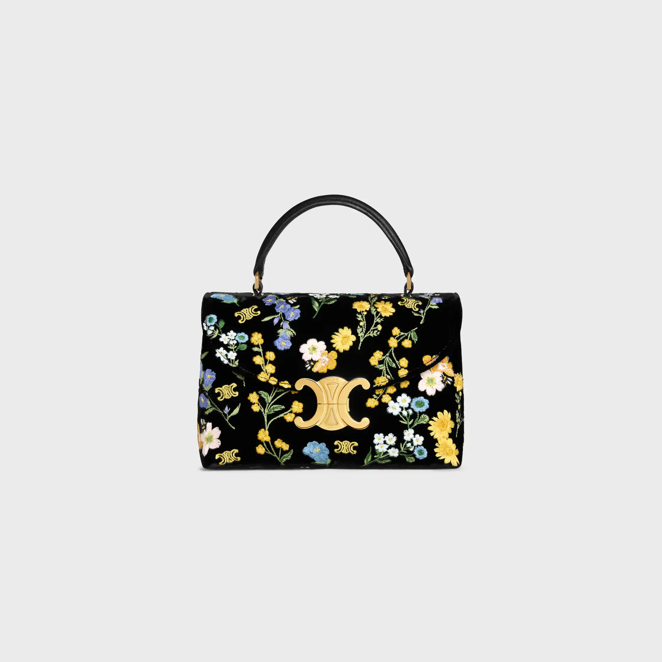 TEEN NINO TASCHE AUS SAMT MIT BLUMENSTICKEREI