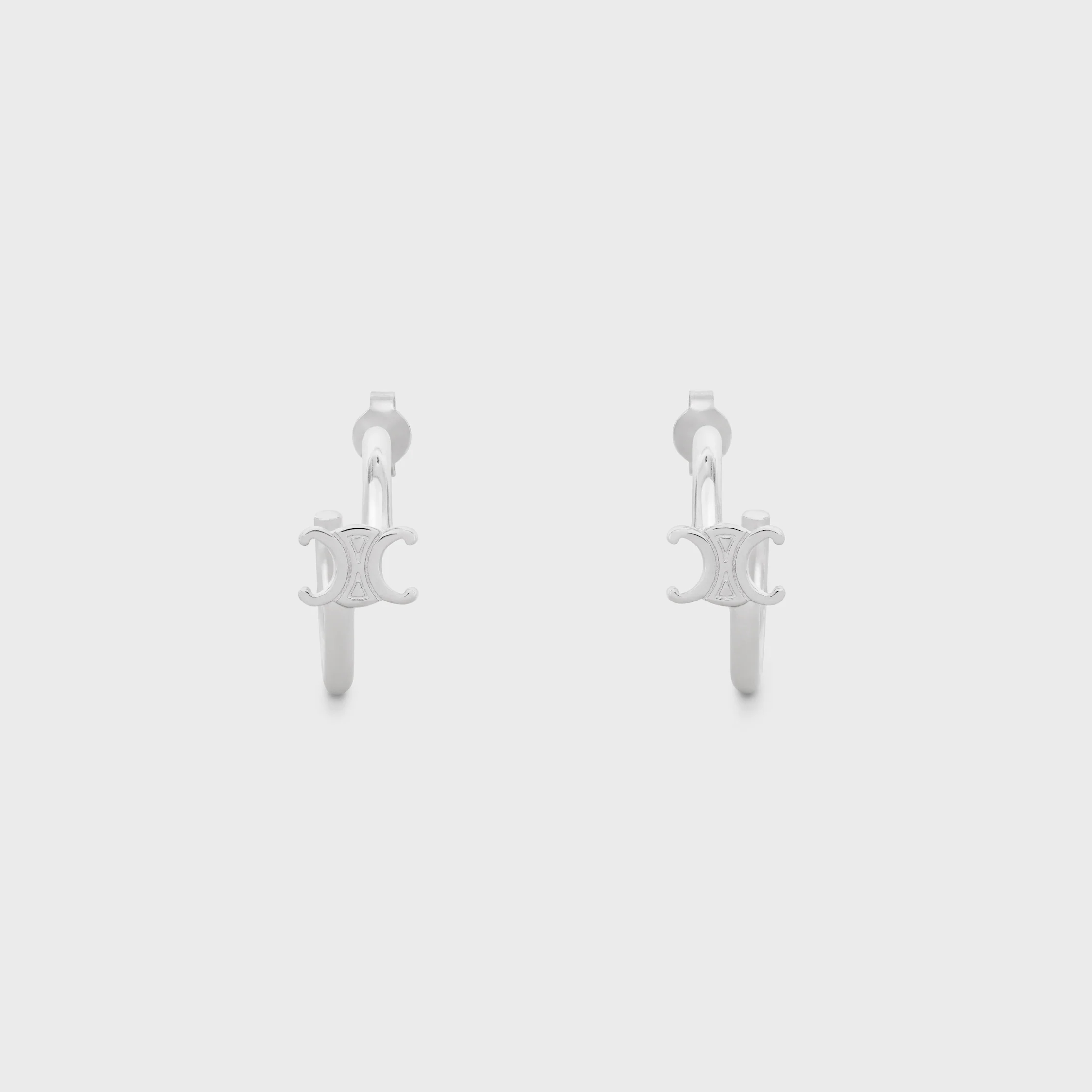 Triomphe-Ohrhänger asymmetrisch aus Messing mit Rhodium-Overhead