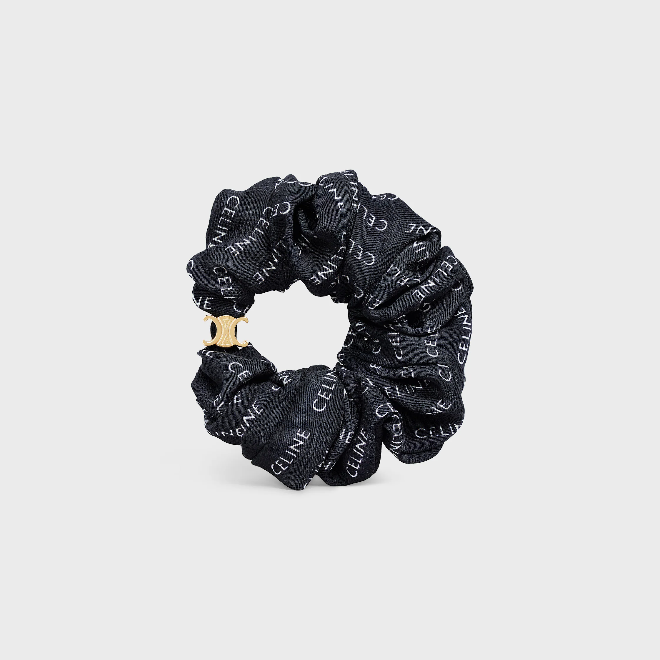 Celine Scrunchy Rayure aus Seide und Messing mit Goldfinish