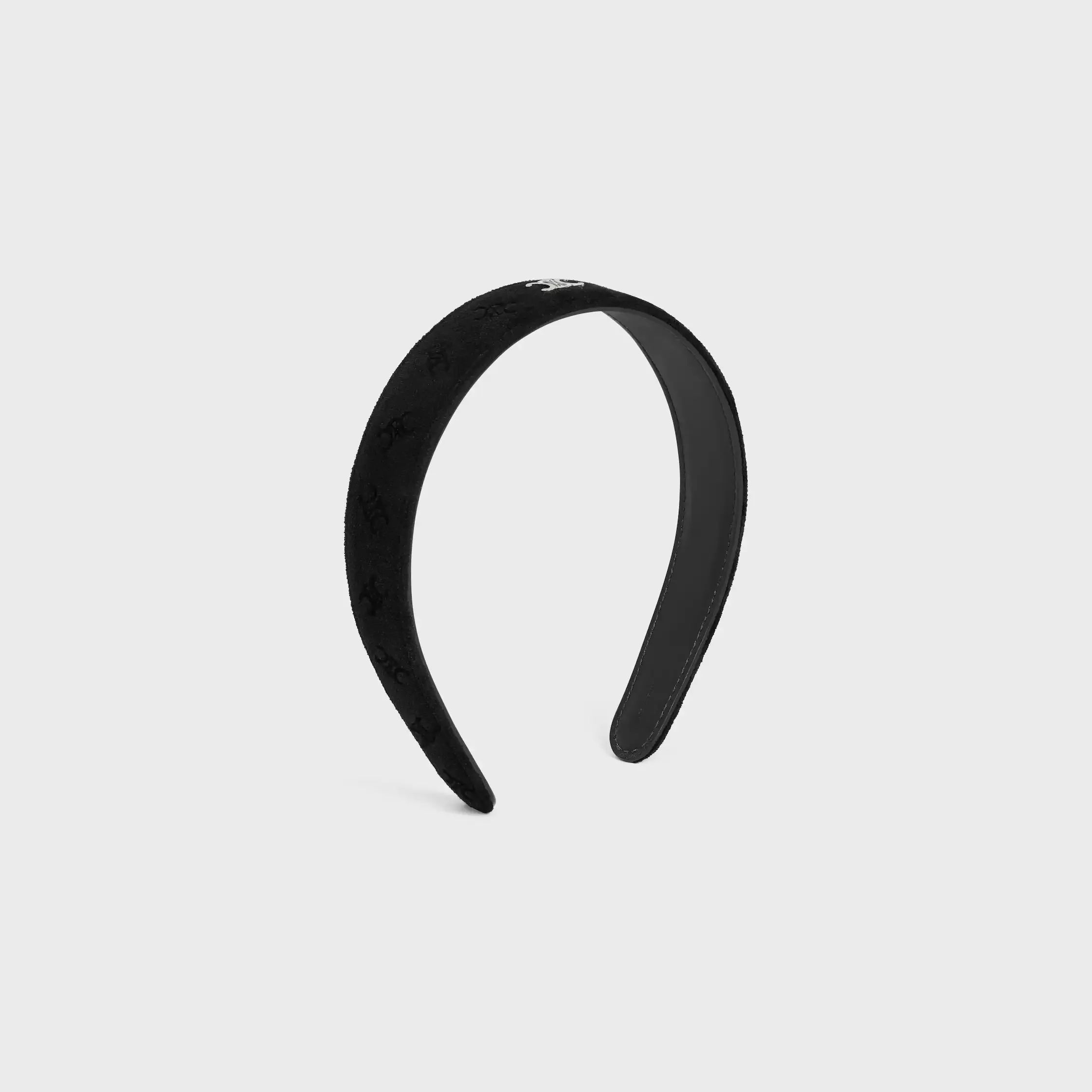 Celine Stempel-Headband aus Kalbsleder, Polyester und Messing mit Rhodium-Overcoat