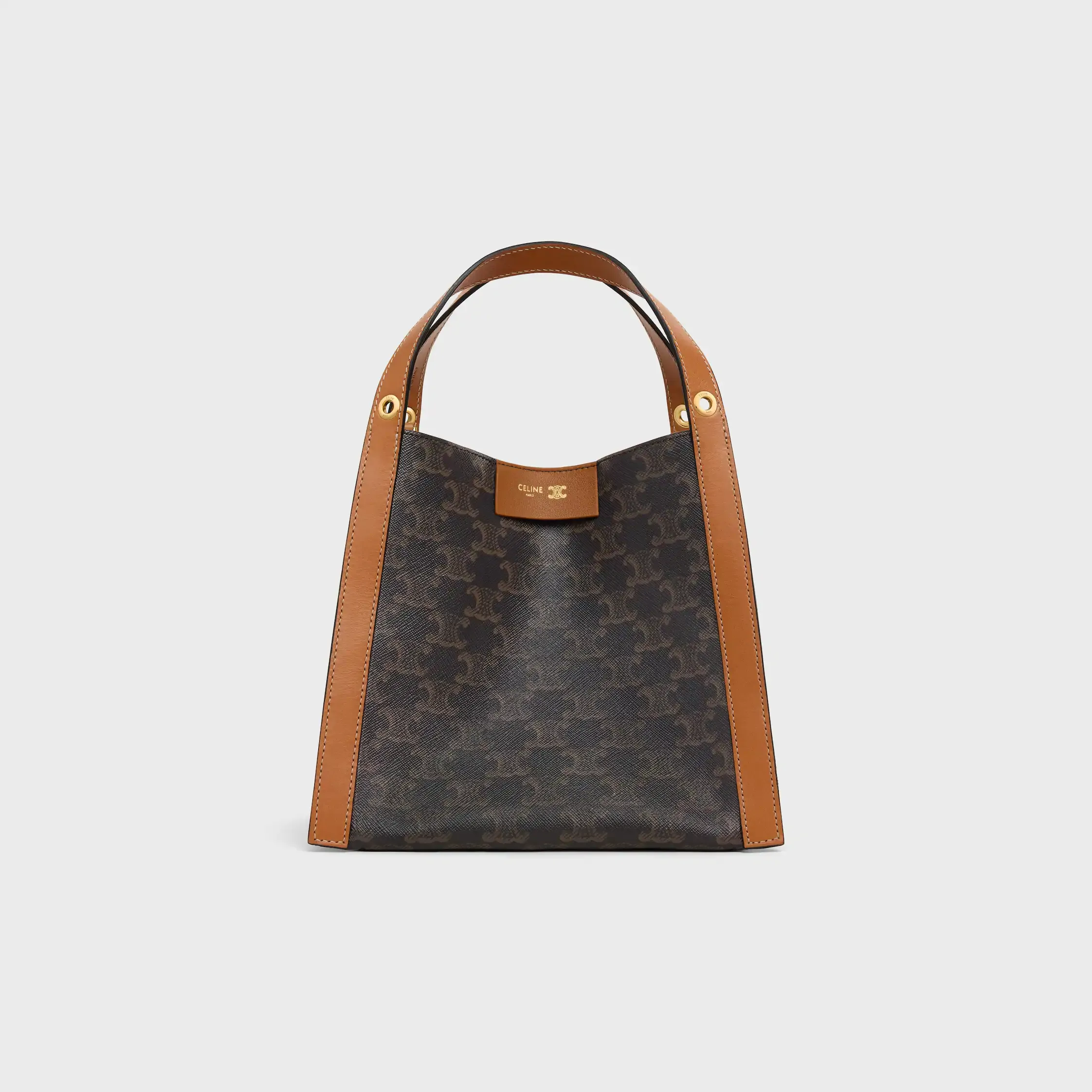 KLEINE WÜRFELTASCHE AUS Triomphe-Canvas und NATÜRLICHE KALBSLEDER