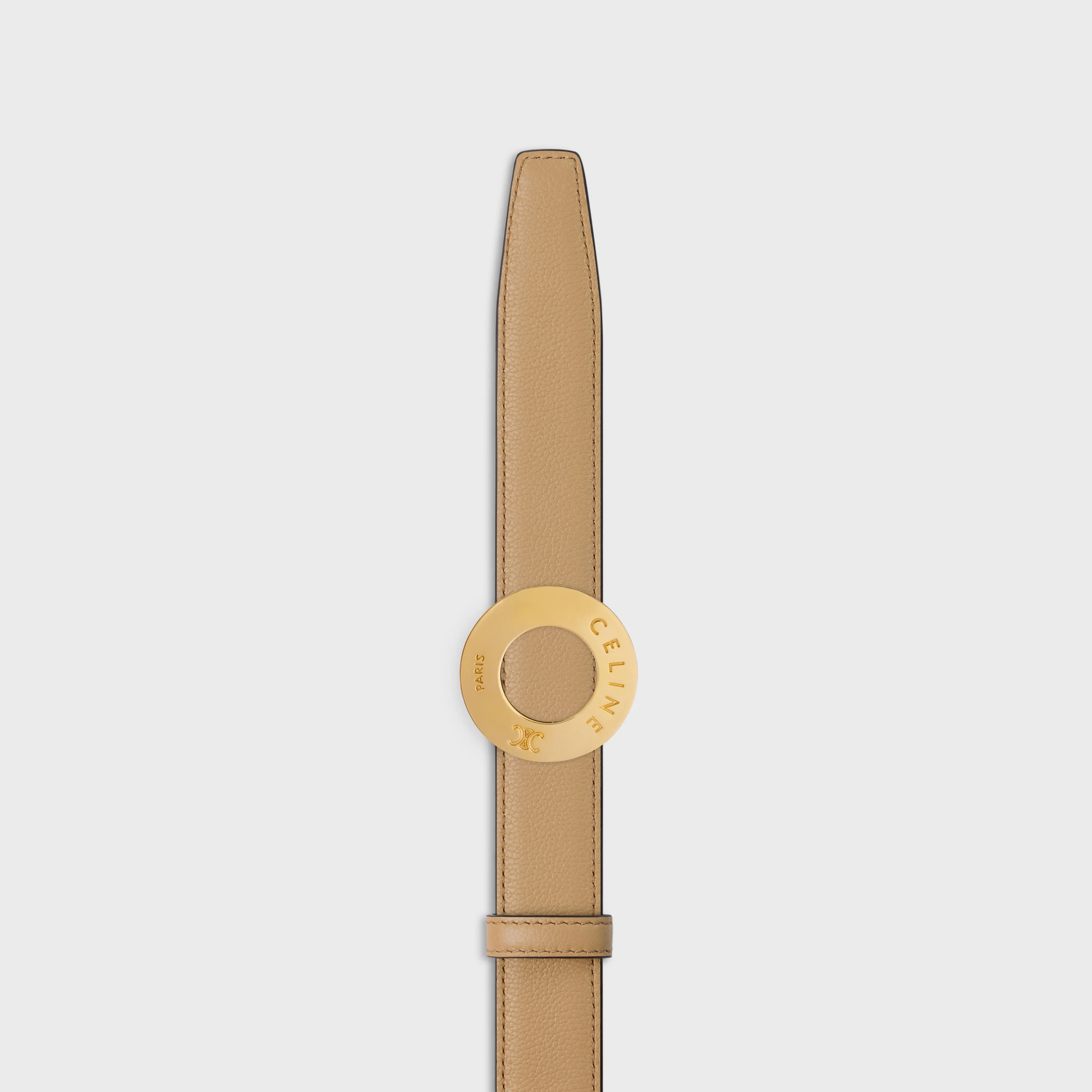 CELINE DISC BUCKLE 25 MM IN METALL UND WENDELBARES GURTEL 25 MM AUS GLATTEM UND STRUKTURIERTEN KALBSLEDER