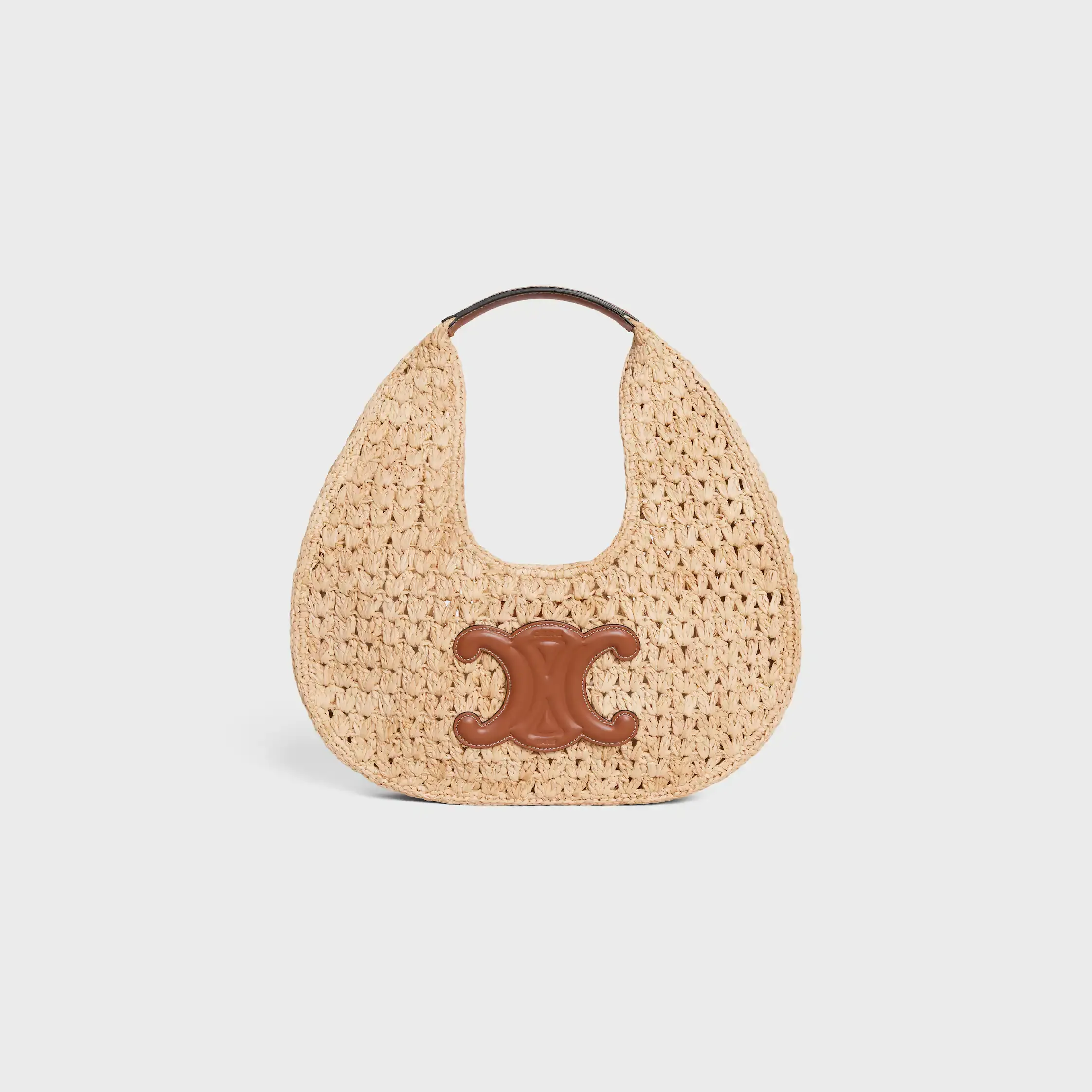 Celine klassische Panier-Hobo-Tasche aus Raffia und Kalbsleder