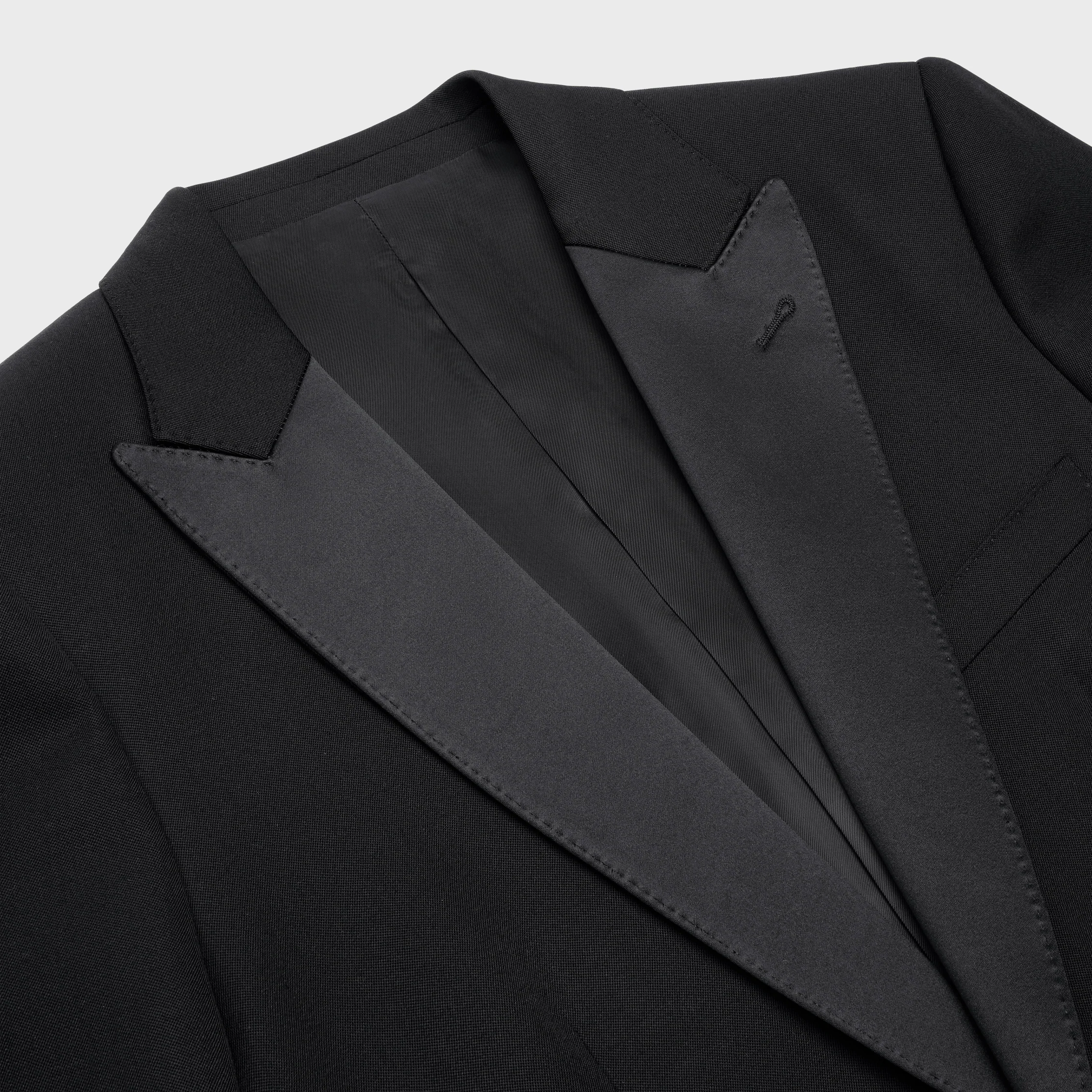 klassischer Tuxedo-Jacke aus Wollstoff in Grain de Poudre
