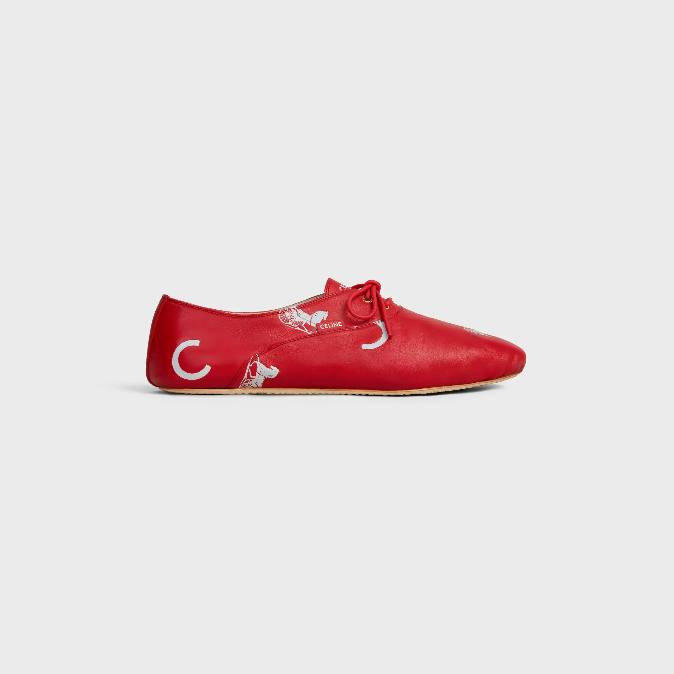 BALLET-SCHUHE MIT ZEHE AUS "C" UND "Calèche" GEPRÄGTEM LAMMLEDER