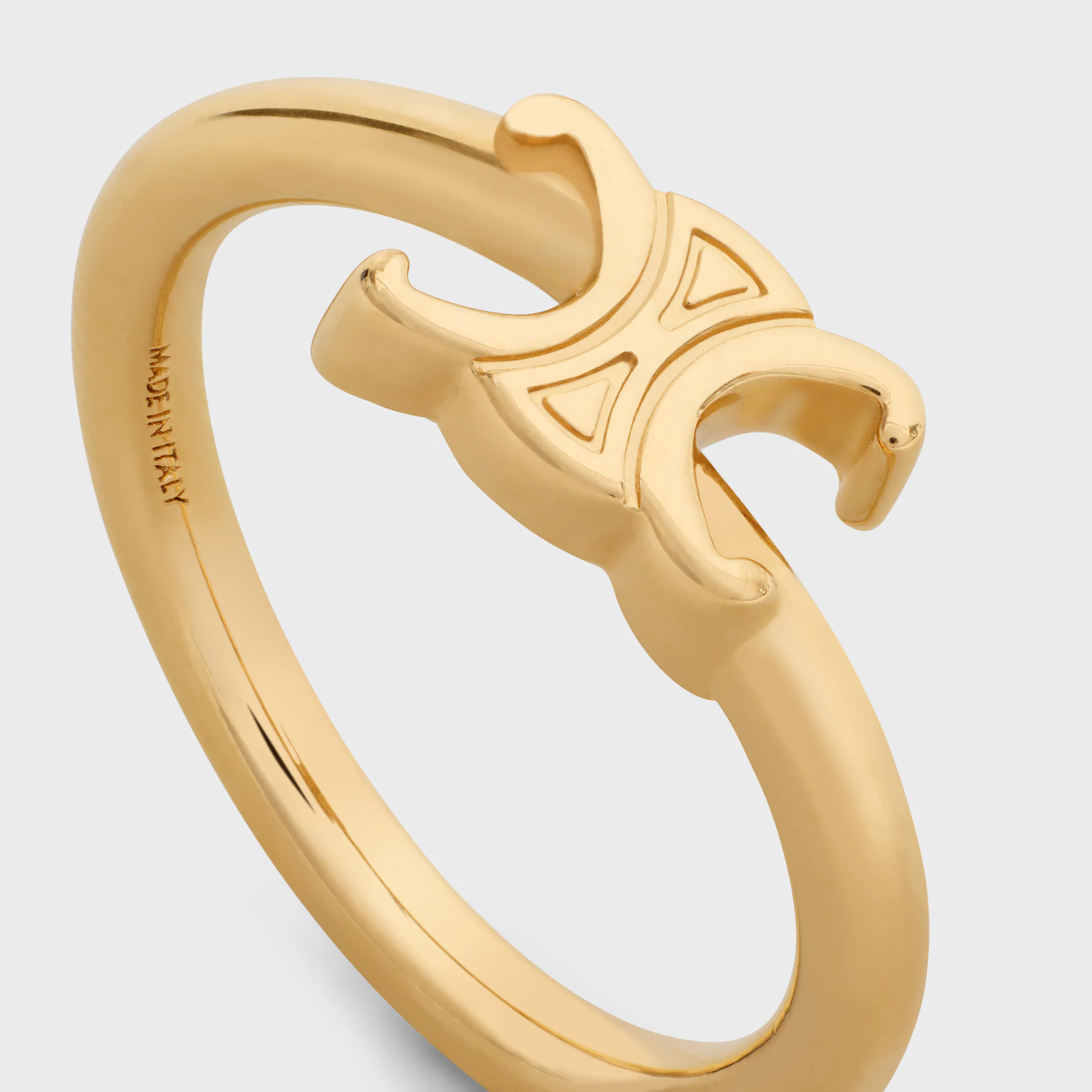 Triomphe asymmetrischer Ring aus Messing mit Goldfinish