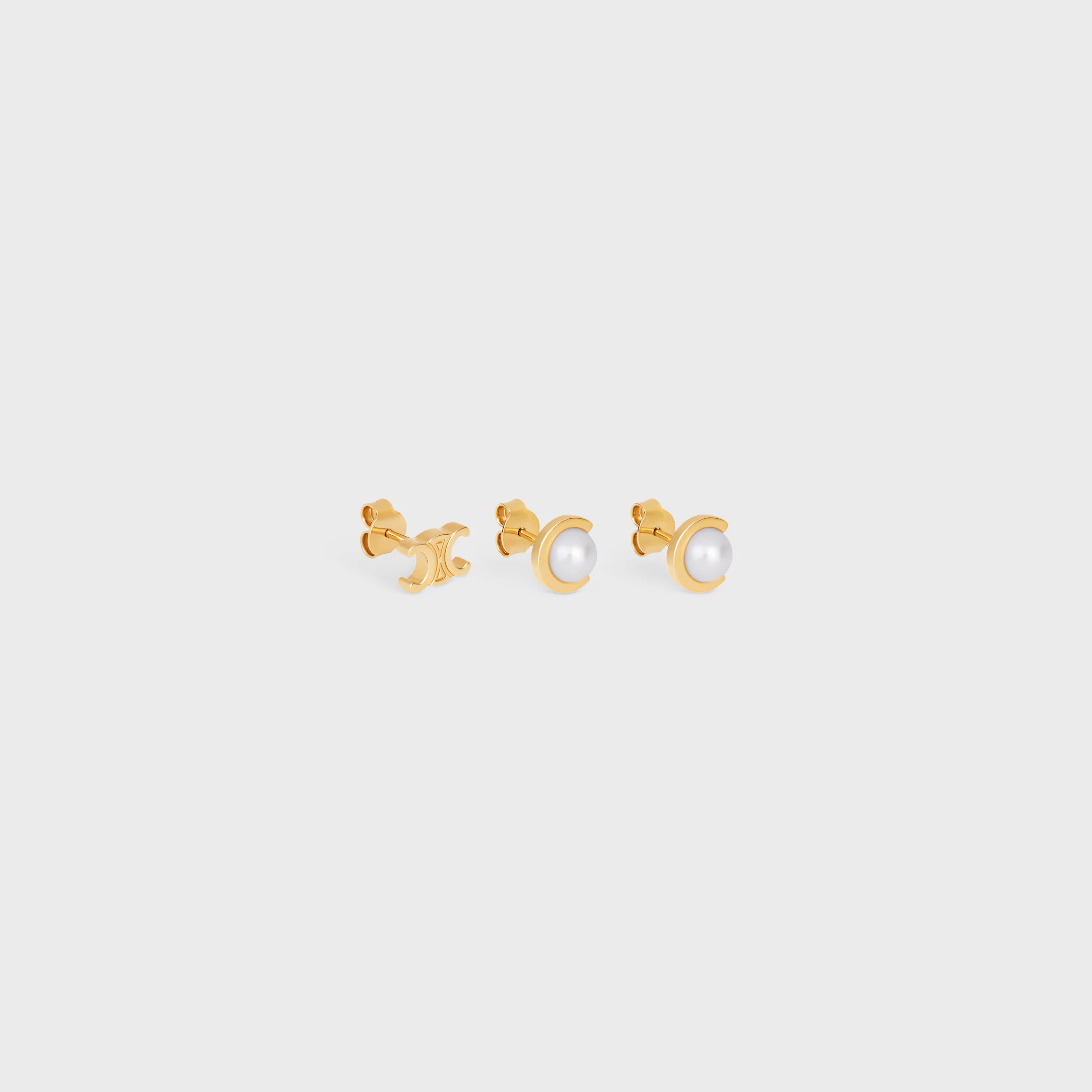 Les Perles Celine Set aus 3 Steckern aus Harzperlen und Messing mit Goldfinish
