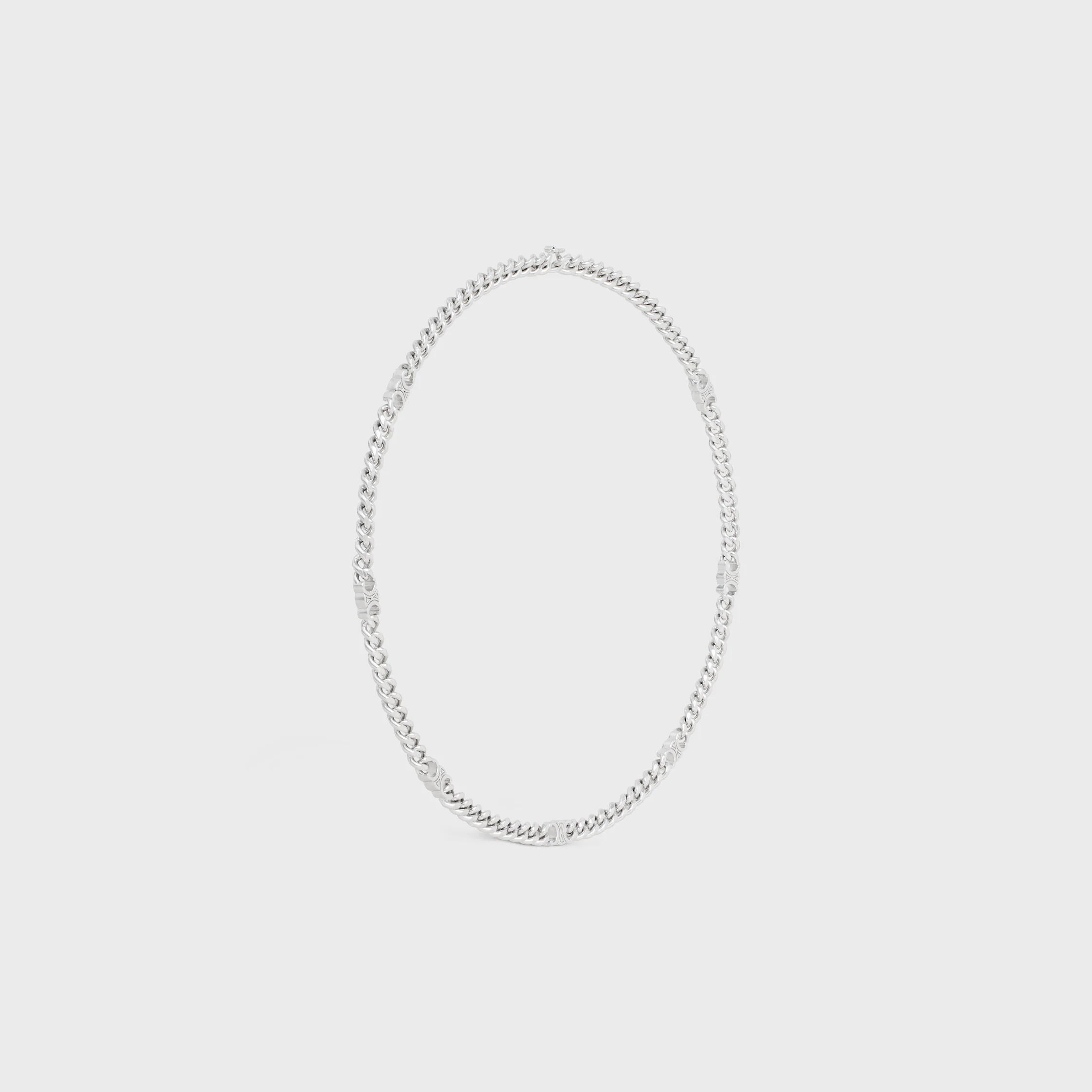 Triomphe kleine Gourmette-Halskette aus Messing mit Rhodium-Oberfläche