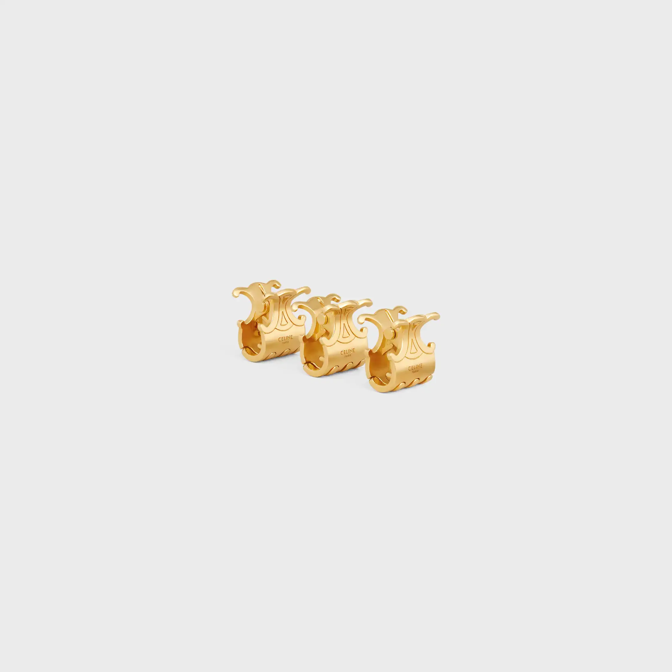 Celine Set aus 3 Mini-Haarklammern aus Messing mit Goldfinish und Stahl