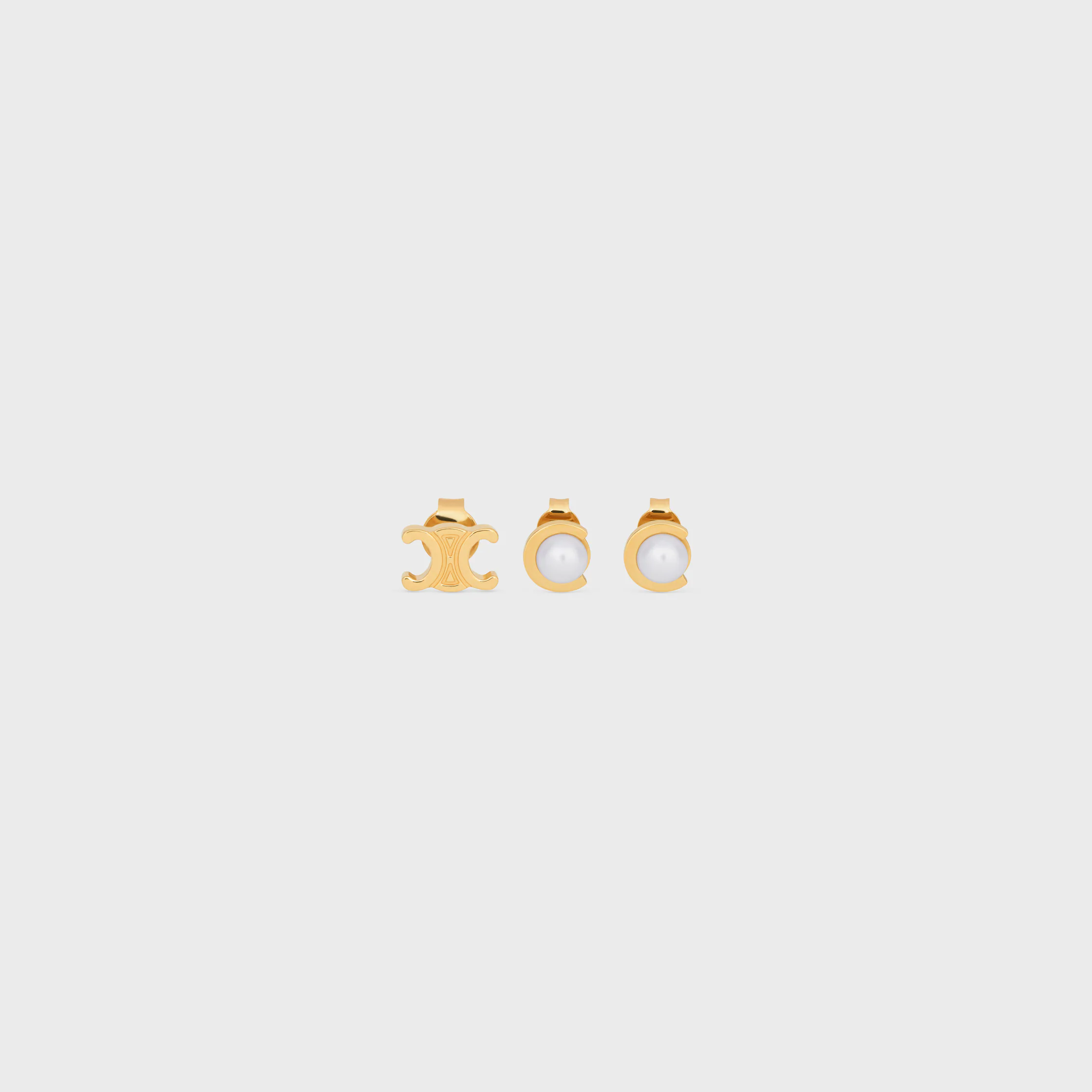 Les Perles Celine Set aus 3 Steckern aus Harzperlen und Messing mit Goldfinish