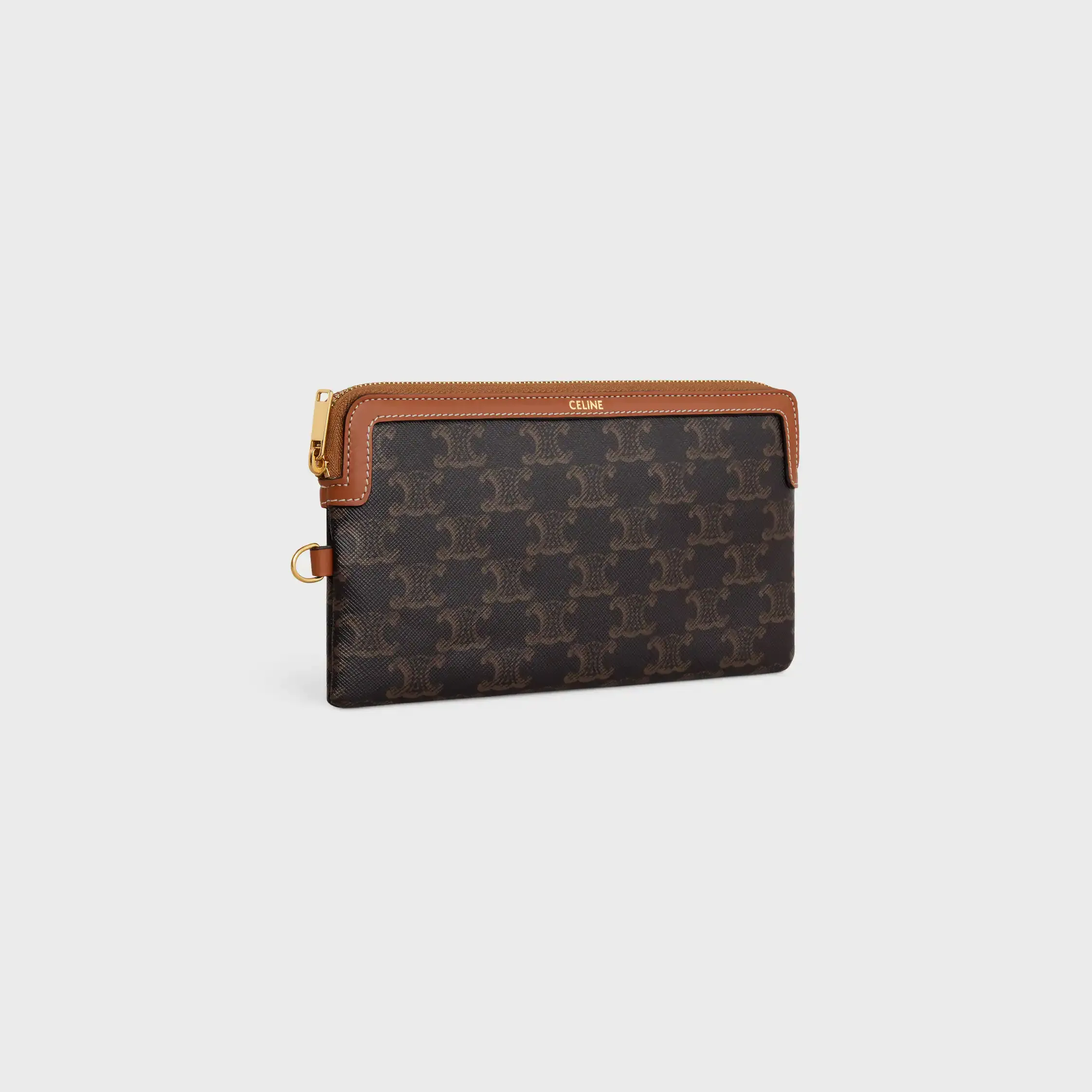 LANGE TASCHE MIT GURTEL AUS TRIOMPHE-GEWEBE UND KALBSLEDER