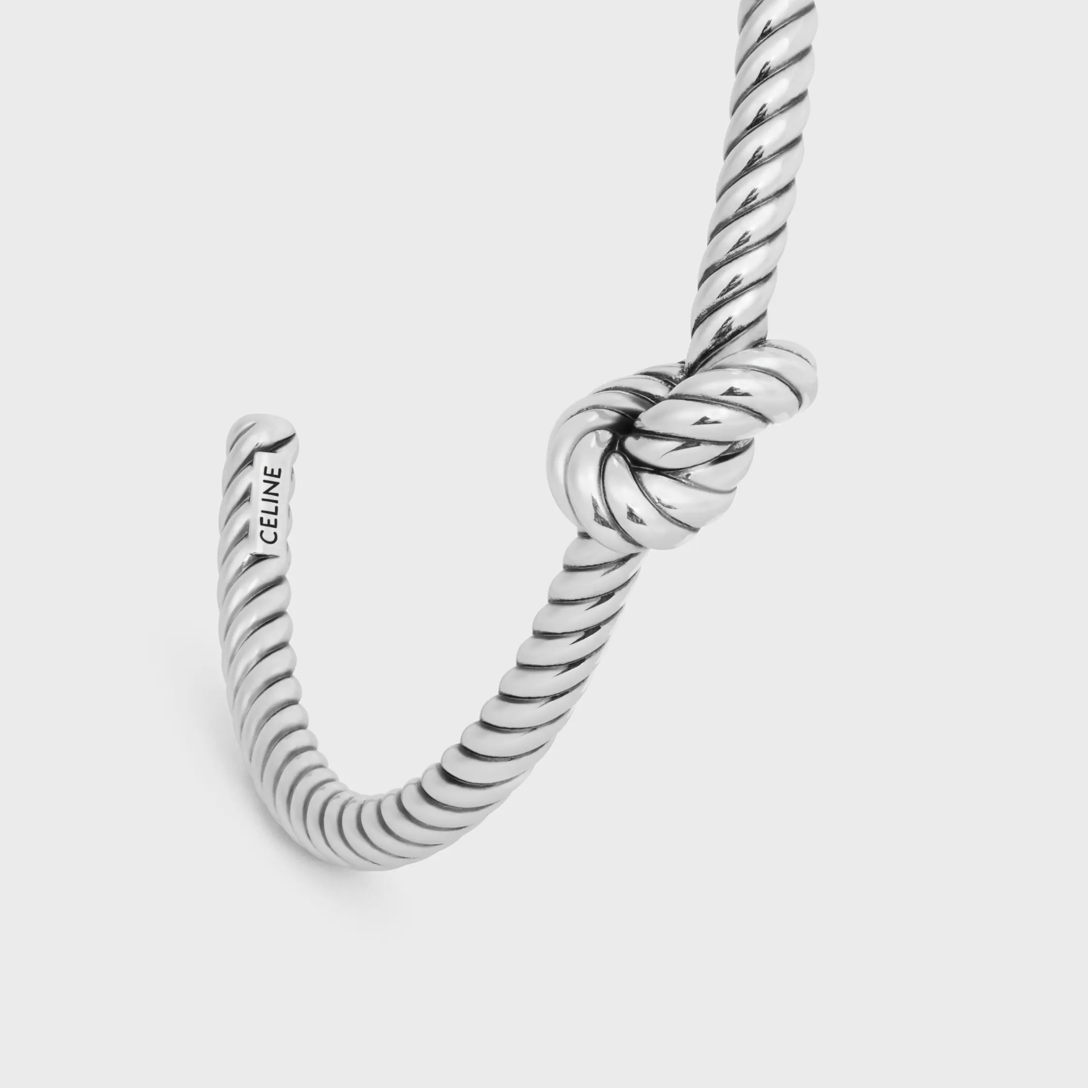 Knot-Cord-Muster-Handgelenkband aus Messing mit Rhodium-Overcoat