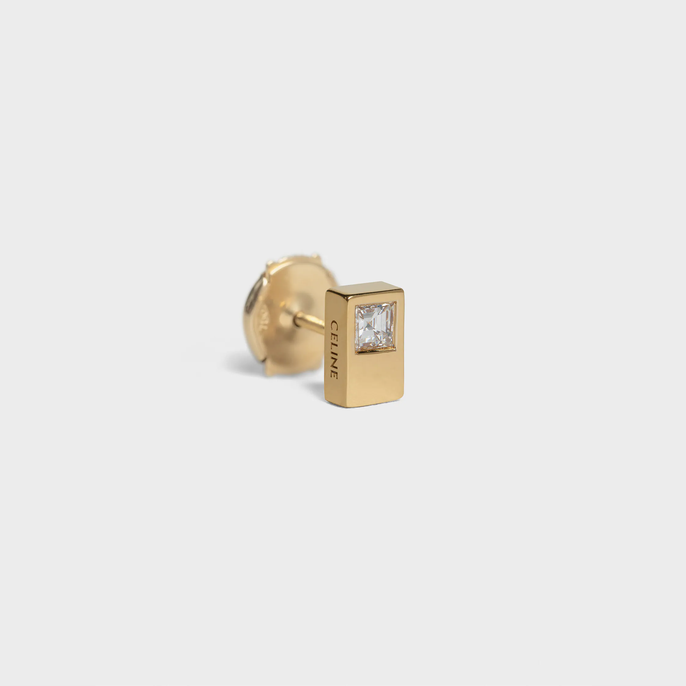 Celine sentimentale Doppel-Quadrat-Ohrstecker aus Gelbgold und Diamant